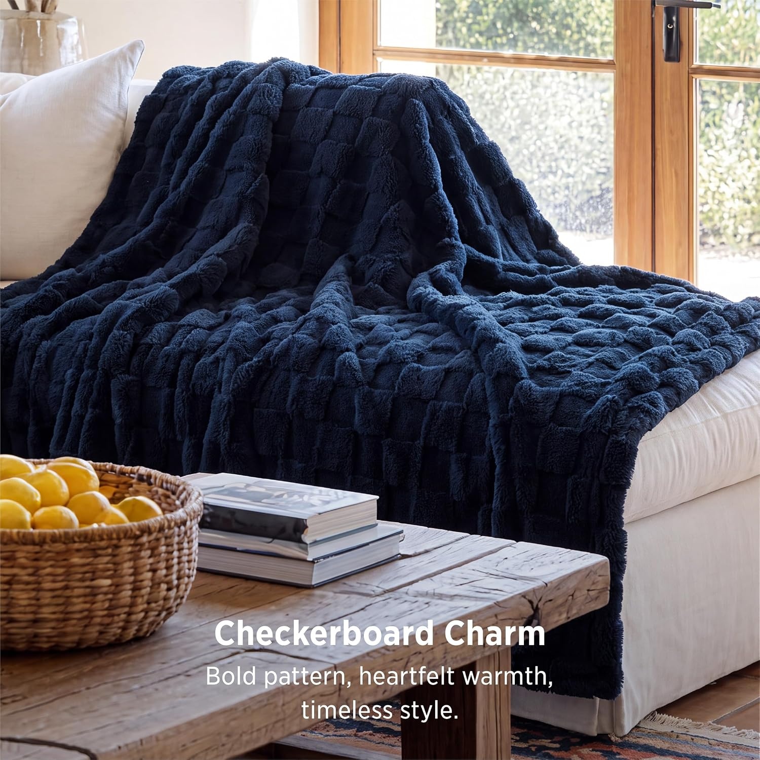 image:imageBedsure GentleSoft Sage Green Throw Blanket for Couch Checkered Cute Fleece Blankets Soft Cozy Summer Throw for Bedroom Home Decor Gifts for Mom Girls Green 50x60 Inches06 Navy