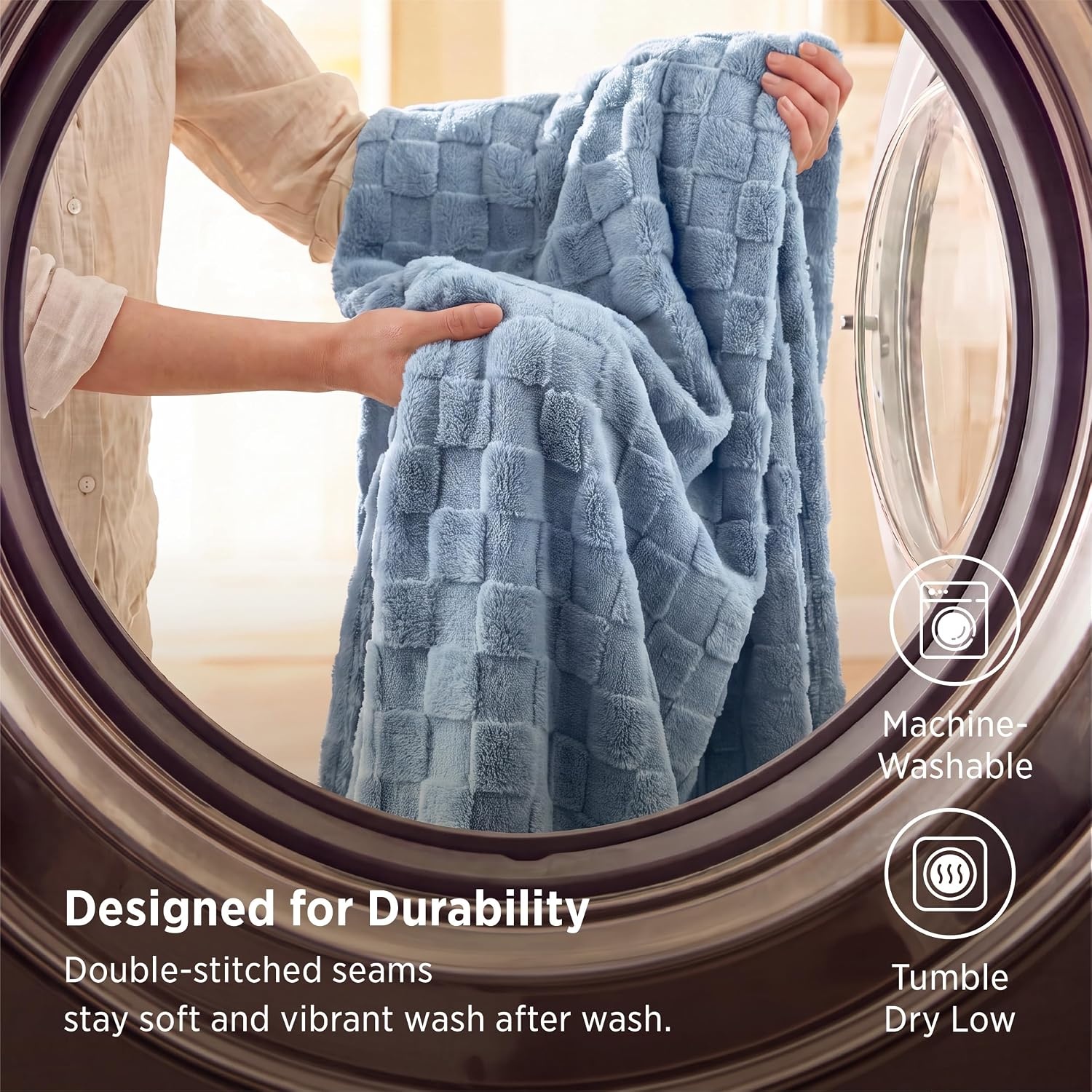 image:imageBedsure GentleSoft Sage Green Throw Blanket for Couch Checkered Cute Fleece Blankets Soft Cozy Summer Throw for Bedroom Home Decor Gifts for Mom Girls Green 50x60 Inches02 Ashley Blue