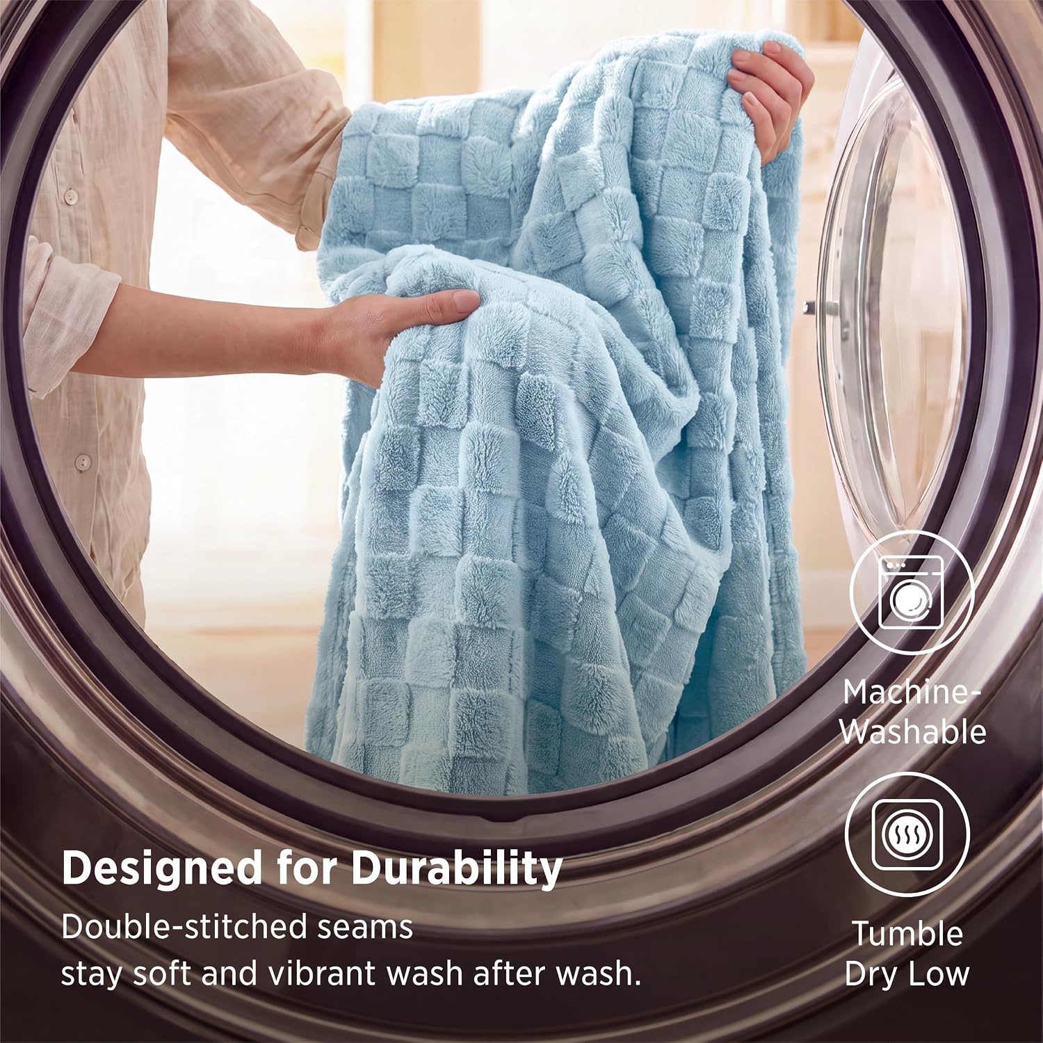 image:imageBedsure GentleSoft Sage Green Throw Blanket for Couch Checkered Cute Fleece Blankets Soft Cozy Summer Throw for Bedroom Home Decor Gifts for Mom Girls Green 50x60 InchesLight Blue
