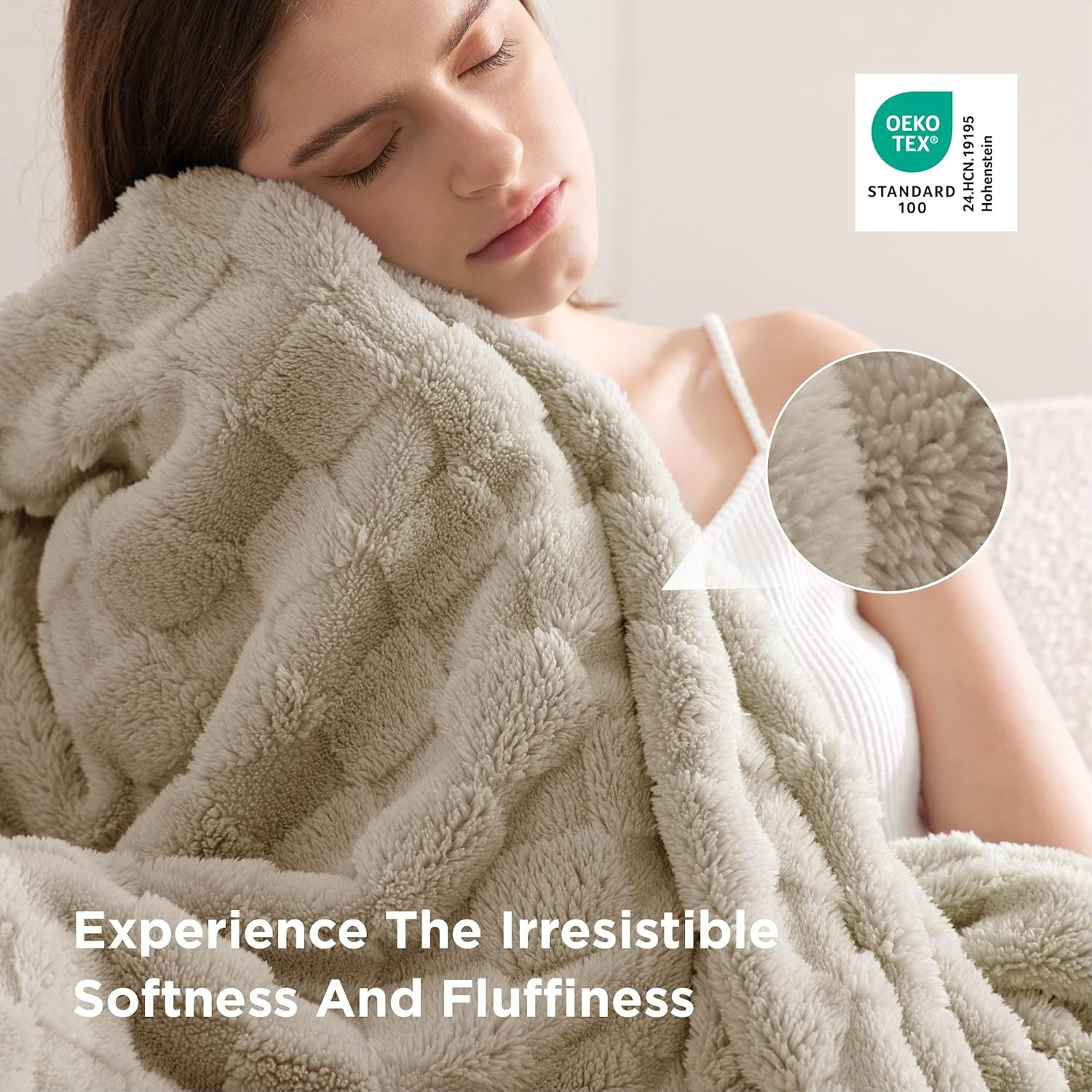 image:imageBedsure GentleSoft Sage Green Throw Blanket for Couch Checkered Cute Fleece Blankets Soft Cozy Summer Throw for Bedroom Home Decor Gifts for Mom Girls Green 50x60 InchesOatmeal