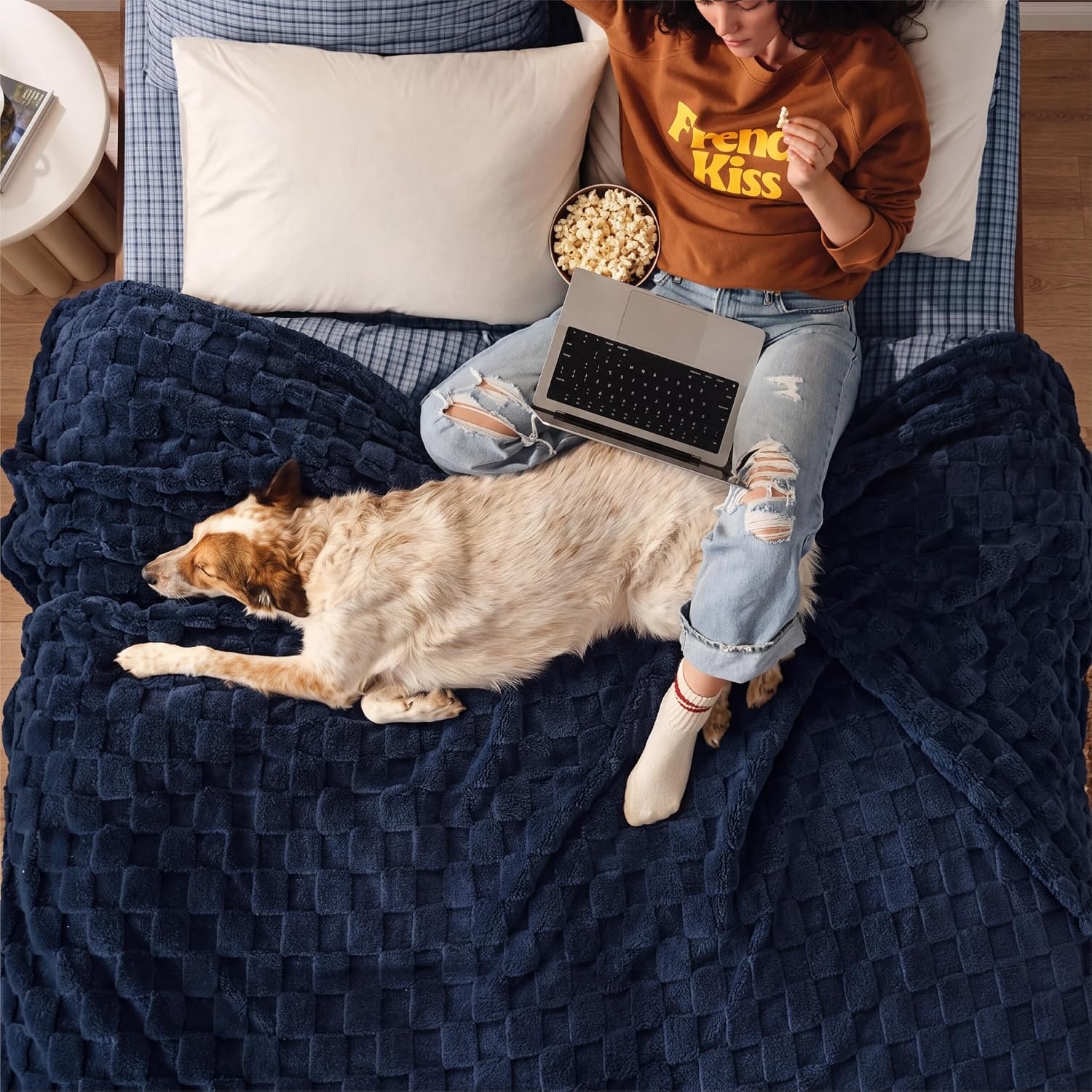 image:imageBedsure GentleSoft Sage Green Throw Blanket for Couch Checkered Cute Fleece Blankets Soft Cozy Summer Throw for Bedroom Home Decor Gifts for Mom Girls Green 50x60 Inches06 Navy