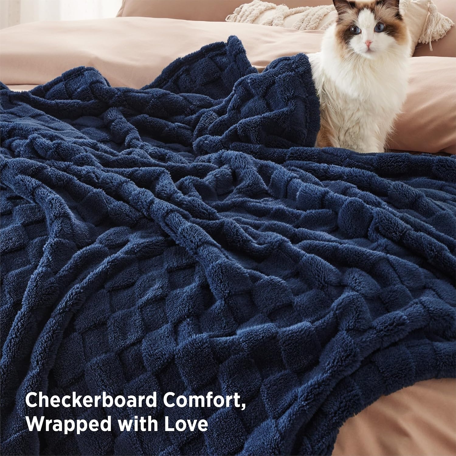 image:imageBedsure GentleSoft Sage Green Throw Blanket for Couch Checkered Cute Fleece Blankets Soft Cozy Summer Throw for Bedroom Home Decor Gifts for Mom Girls Green 50x60 Inches06 Navy