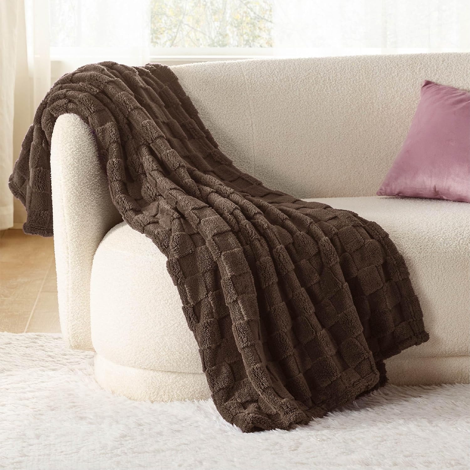 image:imageBedsure GentleSoft Sage Green Throw Blanket for Couch Checkered Cute Fleece Blankets Soft Cozy Summer Throw for Bedroom Home Decor Gifts for Mom Girls Green 50x60 InchesBrown
