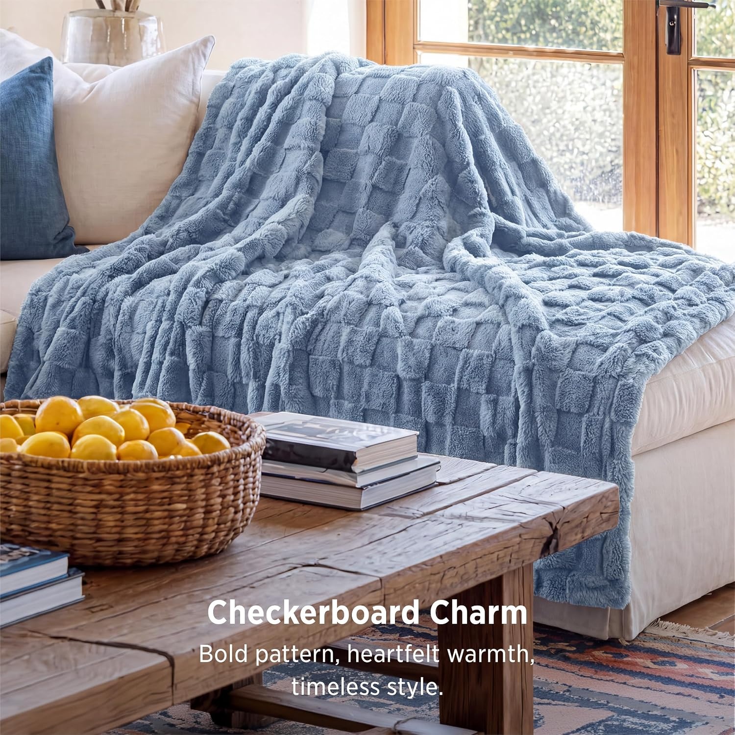 image:imageBedsure GentleSoft Sage Green Throw Blanket for Couch Checkered Cute Fleece Blankets Soft Cozy Summer Throw for Bedroom Home Decor Gifts for Mom Girls Green 50x60 Inches02 Ashley Blue