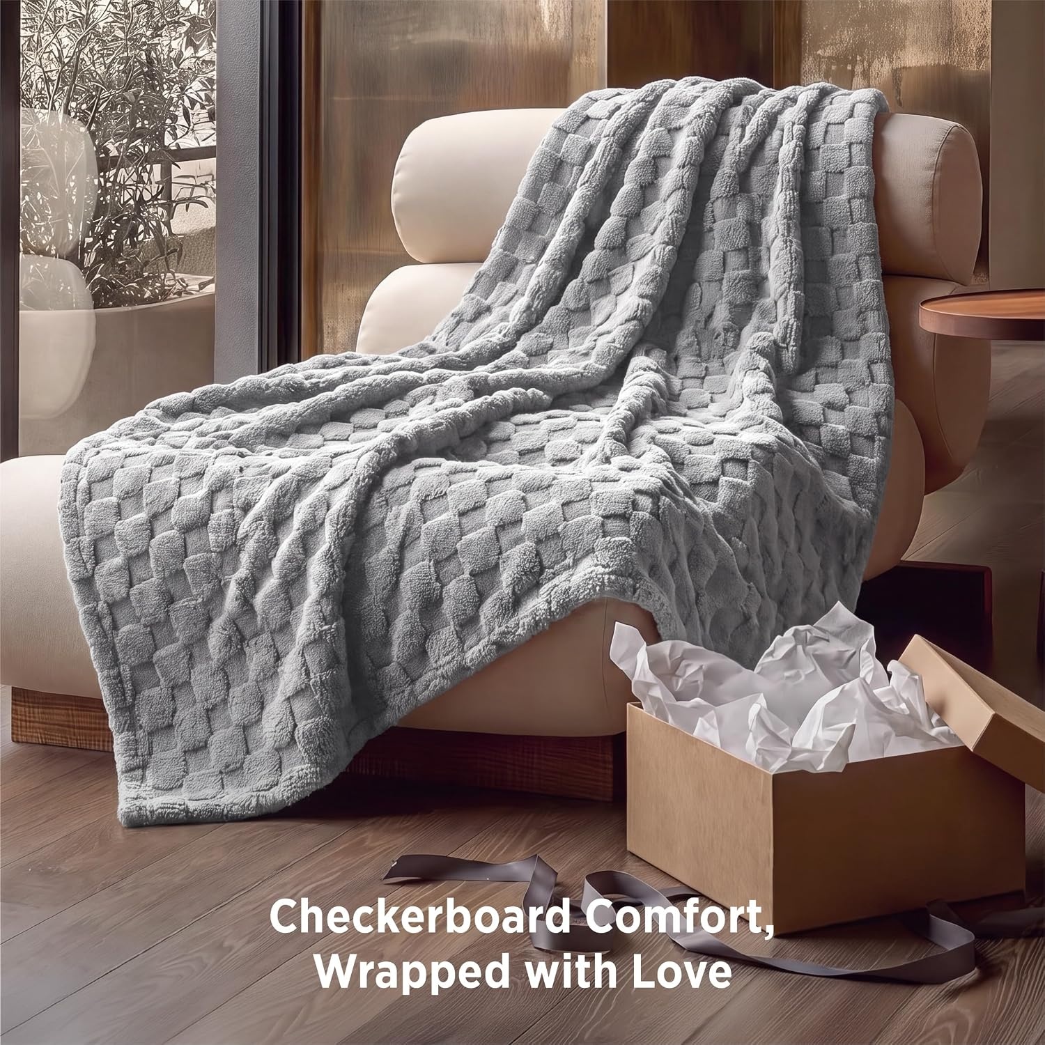 image:imageBedsure GentleSoft Sage Green Throw Blanket for Couch Checkered Cute Fleece Blankets Soft Cozy Summer Throw for Bedroom Home Decor Gifts for Mom Girls Green 50x60 InchesSilver Grey