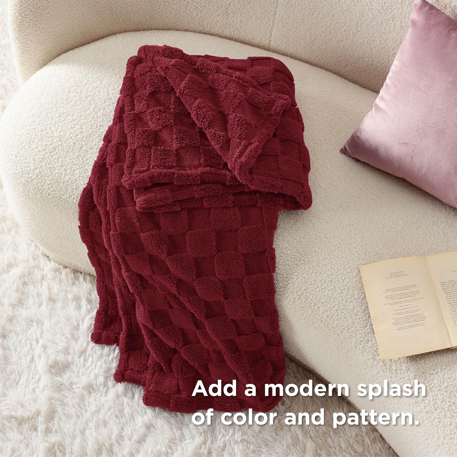 image:imageBedsure GentleSoft Sage Green Throw Blanket for Couch Checkered Cute Fleece Blankets Soft Cozy Summer Throw for Bedroom Home Decor Gifts for Mom Girls Green 50x60 InchesRed