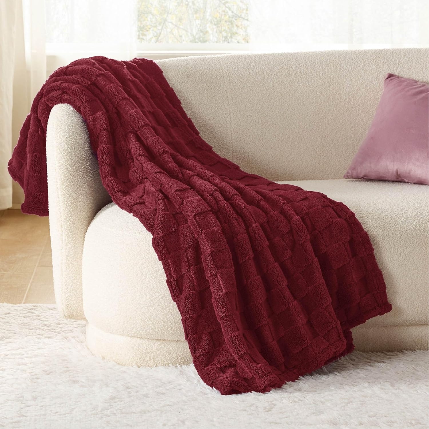 image:imageBedsure GentleSoft Sage Green Throw Blanket for Couch Checkered Cute Fleece Blankets Soft Cozy Summer Throw for Bedroom Home Decor Gifts for Mom Girls Green 50x60 InchesRed