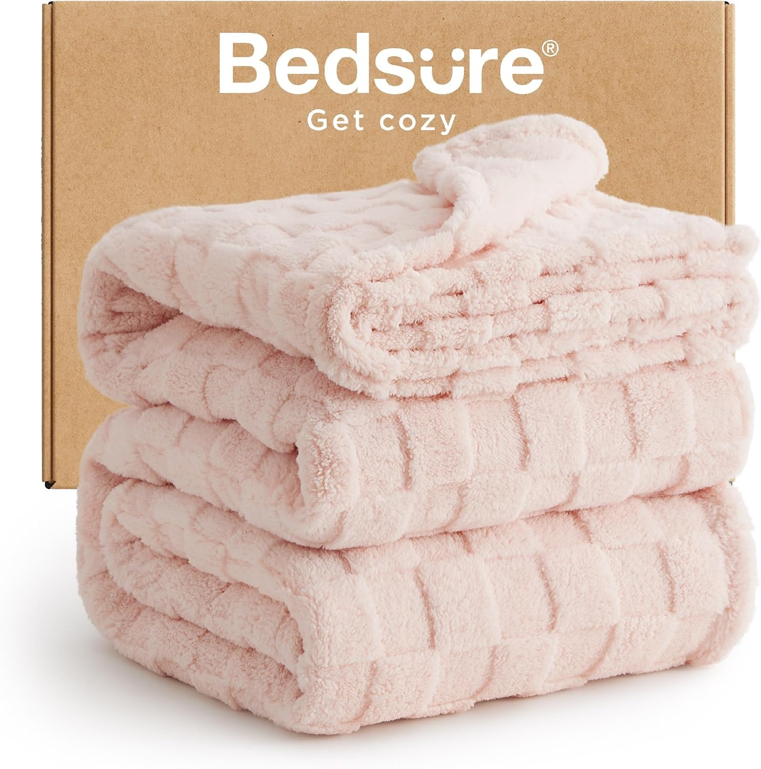 image:imageBedsure GentleSoft Sage Green Throw Blanket for Couch Checkered Cute Fleece Blankets Soft Cozy Summer Throw for Bedroom Home Decor Gifts for Mom Girls Green 50x60 InchesLight Pink