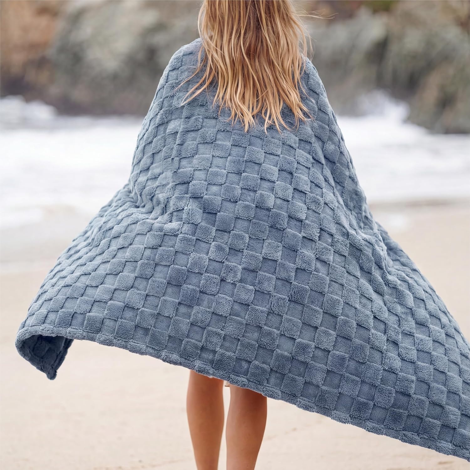 image:imageBedsure GentleSoft Sage Green Throw Blanket for Couch Checkered Cute Fleece Blankets Soft Cozy Summer Throw for Bedroom Home Decor Gifts for Mom Girls Green 50x60 Inches02 Ashley Blue