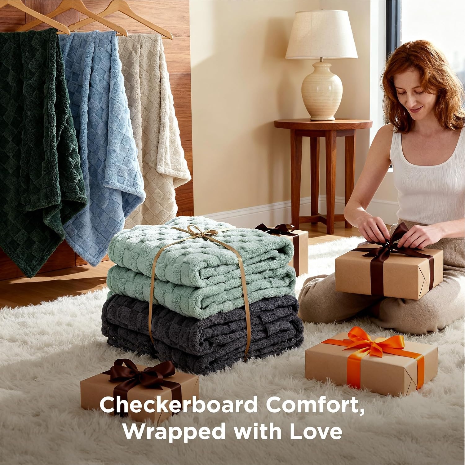 image:imageBedsure GentleSoft Sage Green Throw Blanket for Couch Checkered Cute Fleece Blankets Soft Cozy Summer Throw for Bedroom Home Decor Gifts for Mom Girls Green 50x60 Inches01 Sage Green