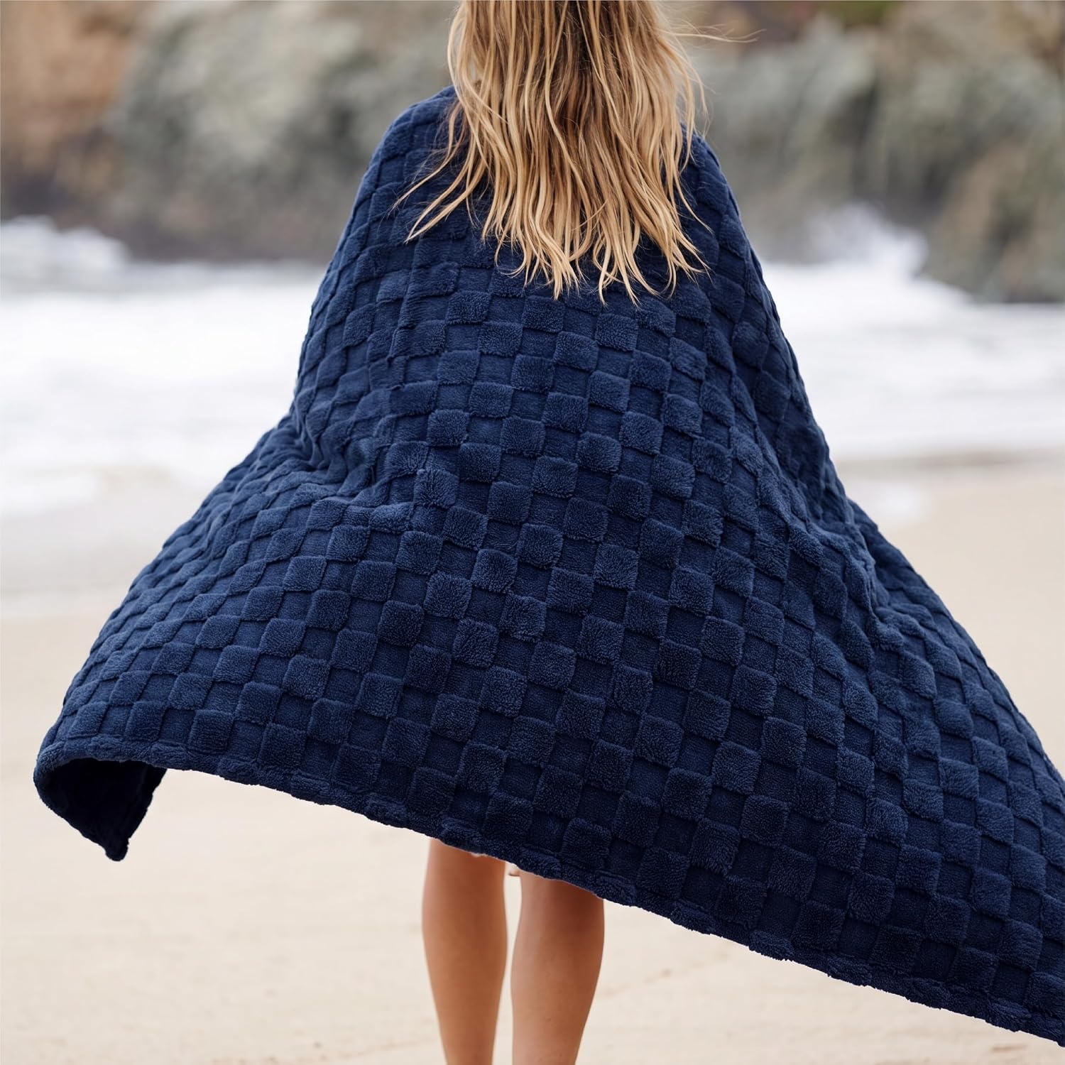 image:imageBedsure GentleSoft Sage Green Throw Blanket for Couch Checkered Cute Fleece Blankets Soft Cozy Summer Throw for Bedroom Home Decor Gifts for Mom Girls Green 50x60 Inches06 Navy