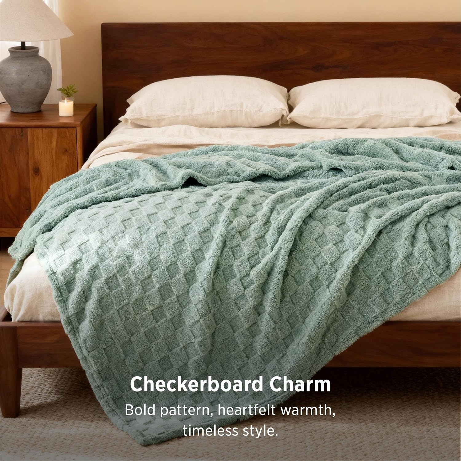 image:imageBedsure GentleSoft Sage Green Throw Blanket for Couch Checkered Cute Fleece Blankets Soft Cozy Summer Throw for Bedroom Home Decor Gifts for Mom Girls Green 50x60 Inches01 Sage Green