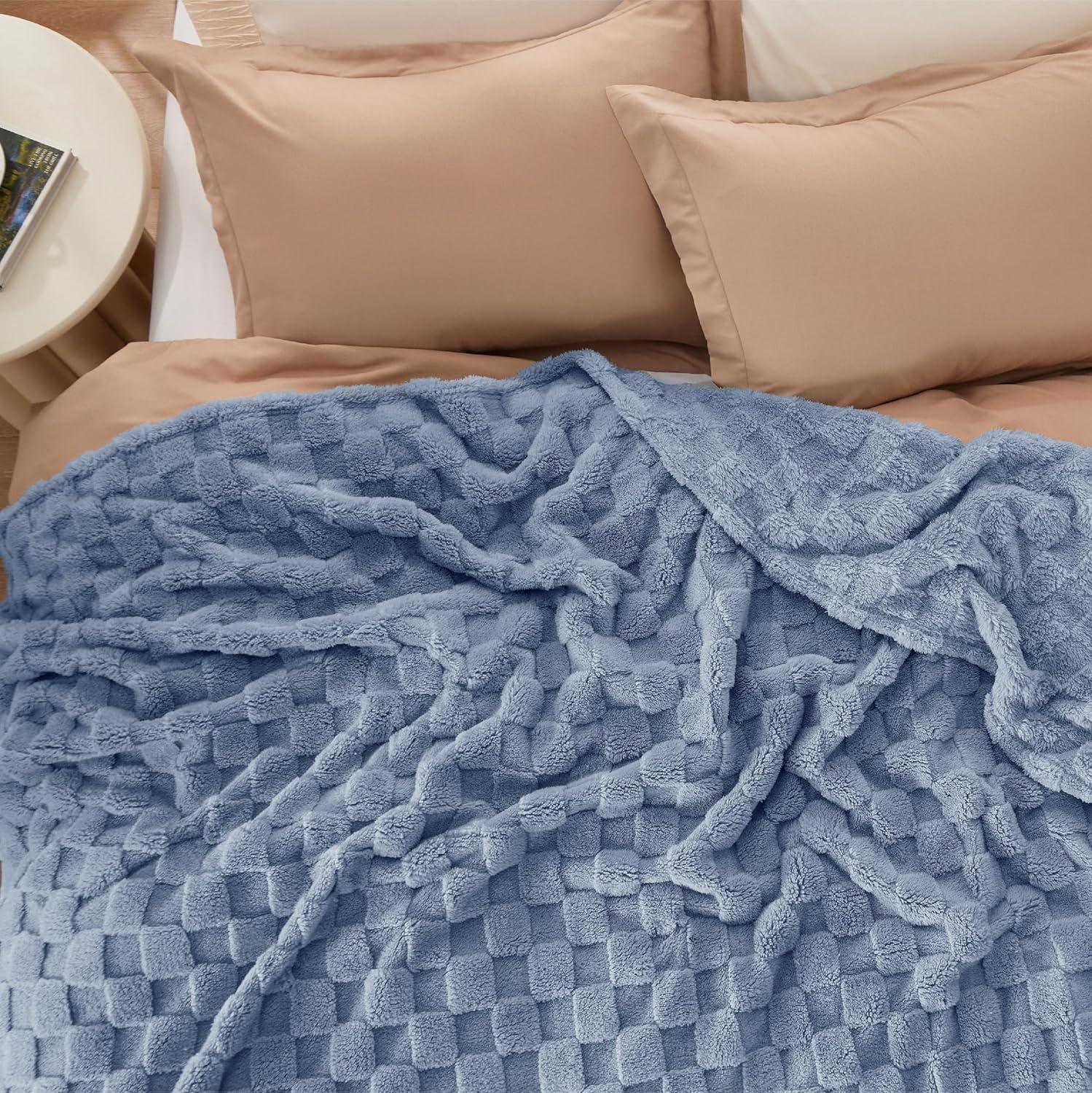image:imageBedsure GentleSoft Sage Green Throw Blanket for Couch Checkered Cute Fleece Blankets Soft Cozy Summer Throw for Bedroom Home Decor Gifts for Mom Girls Green 50x60 Inches02 Ashley Blue