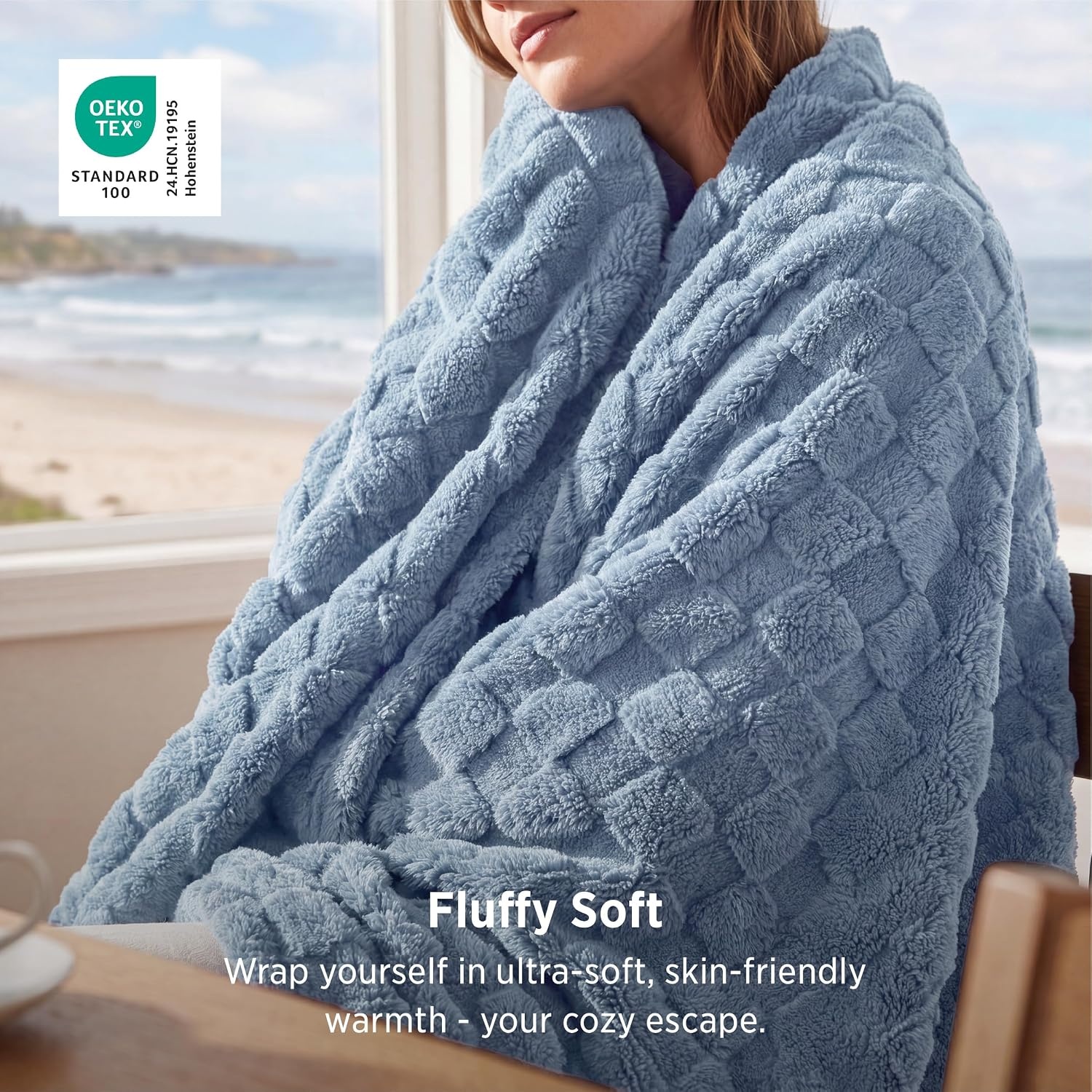 image:imageBedsure GentleSoft Sage Green Throw Blanket for Couch Checkered Cute Fleece Blankets Soft Cozy Summer Throw for Bedroom Home Decor Gifts for Mom Girls Green 50x60 Inches02 Ashley Blue