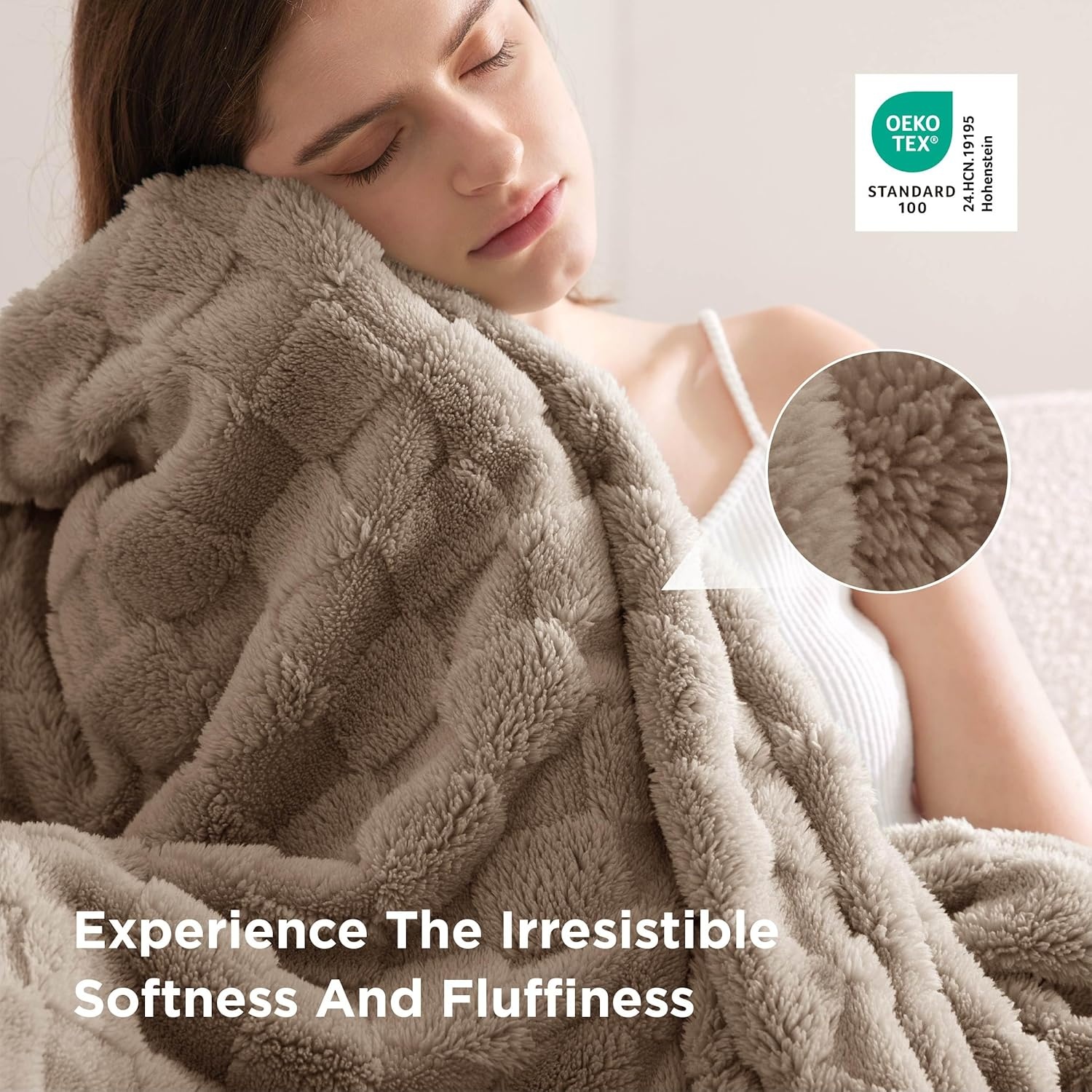 image:imageBedsure GentleSoft Sage Green Throw Blanket for Couch Checkered Cute Fleece Blankets Soft Cozy Summer Throw for Bedroom Home Decor Gifts for Mom Girls Green 50x60 Inches03 Light Brown