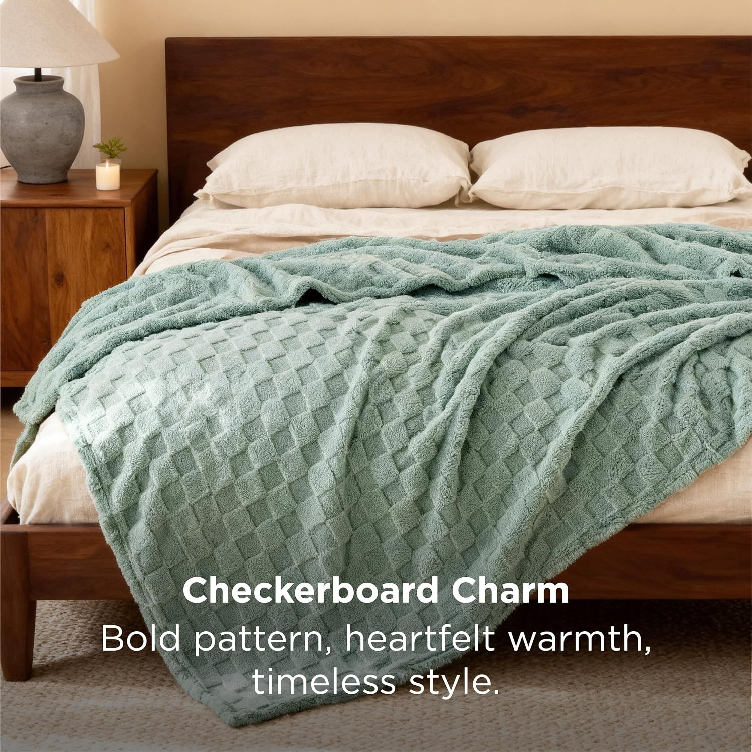 image:imageBedsure GentleSoft Sage Green Throw Blanket for Couch Checkered Cute Fleece Blankets Soft Cozy Summer Throw for Bedroom Home Decor Gifts for Mom Girls Green 50x60 Inches01 Sage Green