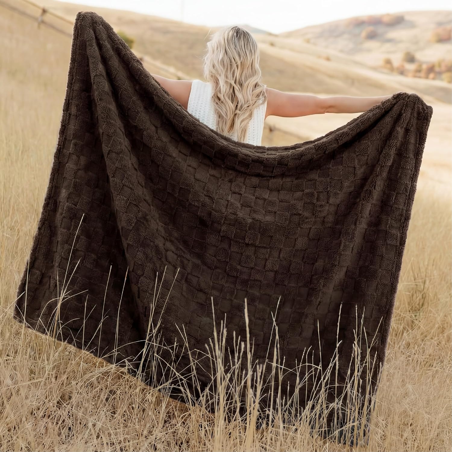 image:imageBedsure GentleSoft Sage Green Throw Blanket for Couch Checkered Cute Fleece Blankets Soft Cozy Summer Throw for Bedroom Home Decor Gifts for Mom Girls Green 50x60 InchesChocolate