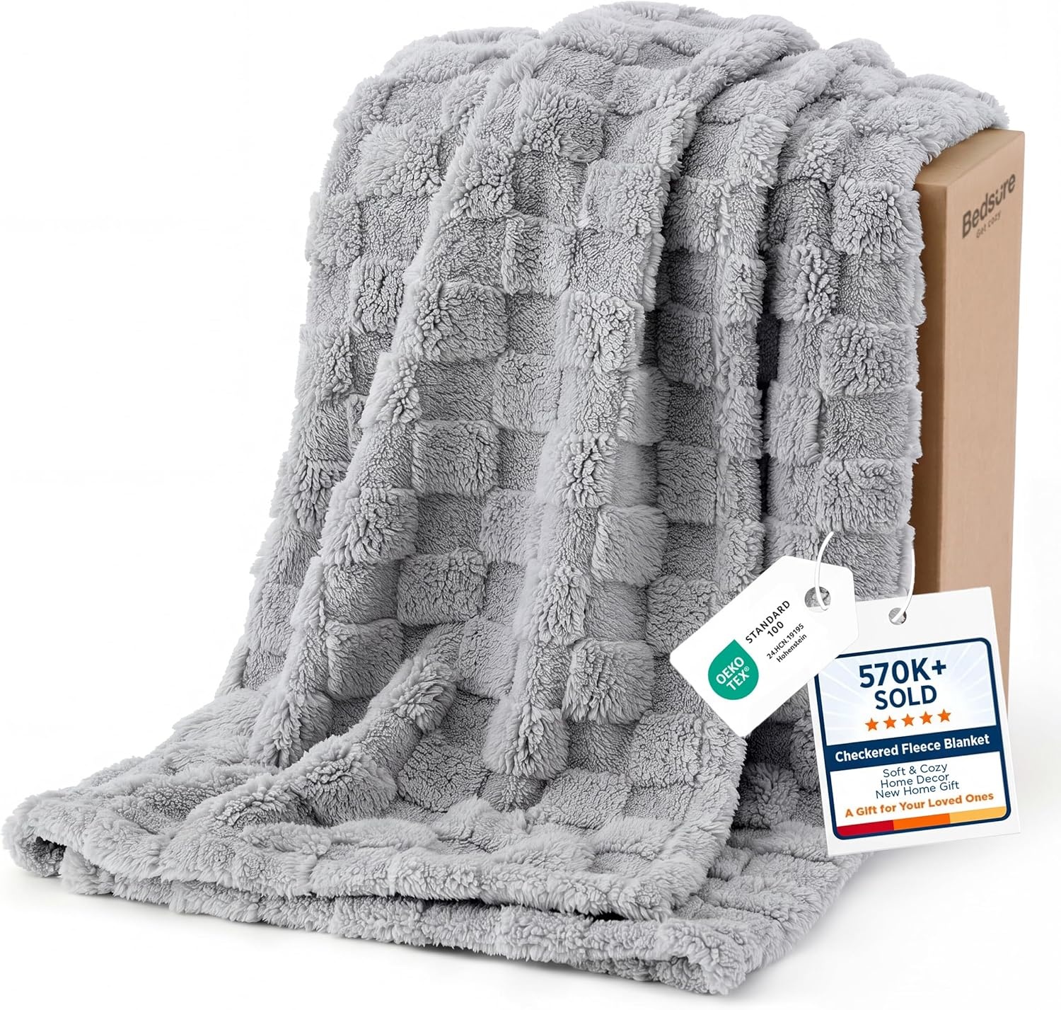 image:imageBedsure GentleSoft Sage Green Throw Blanket for Couch Checkered Cute Fleece Blankets Soft Cozy Summer Throw for Bedroom Home Decor Gifts for Mom Girls Green 50x60 InchesSilver Grey