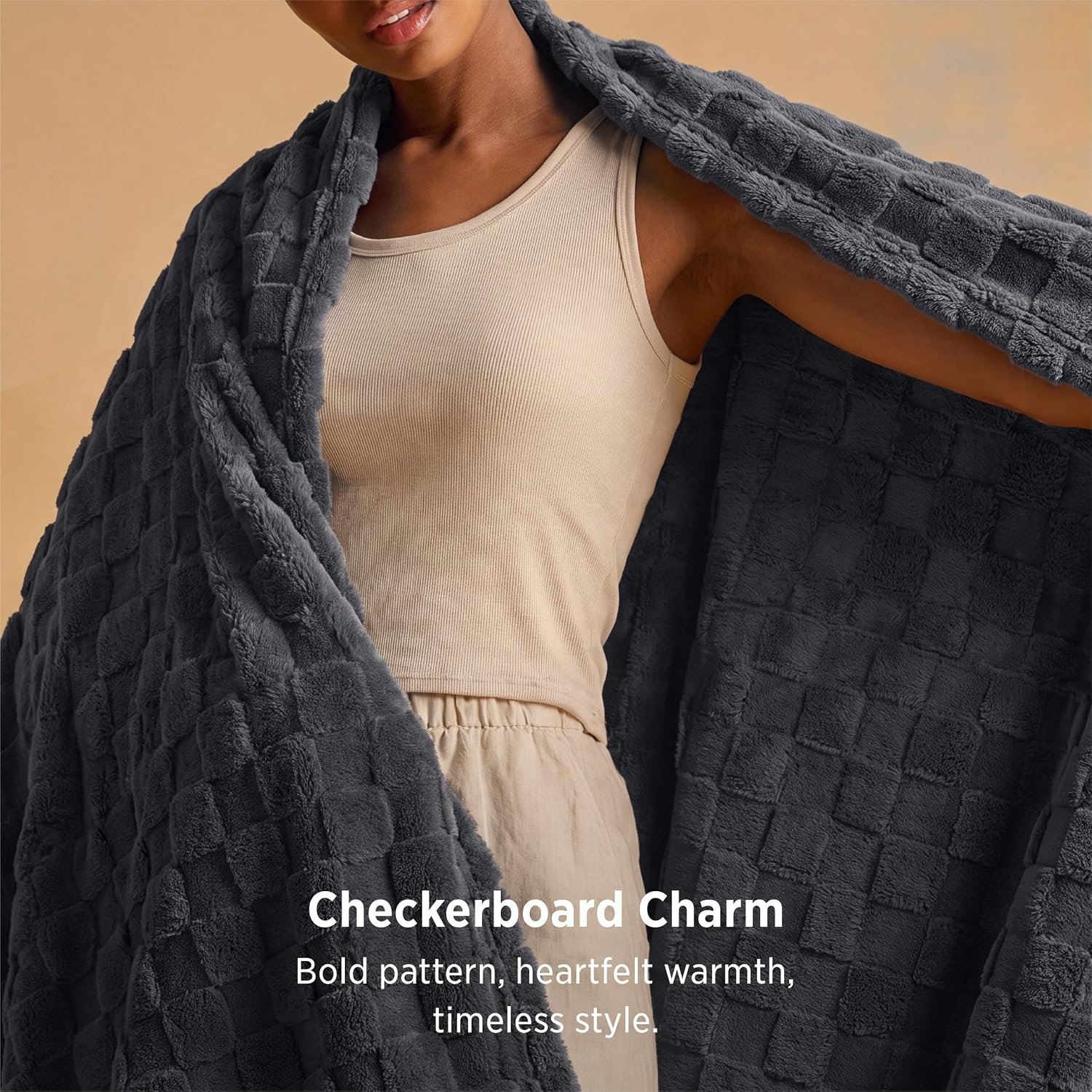 image:imageBedsure GentleSoft Sage Green Throw Blanket for Couch Checkered Cute Fleece Blankets Soft Cozy Summer Throw for Bedroom Home Decor Gifts for Mom Girls Green 50x60 InchesDark Grey