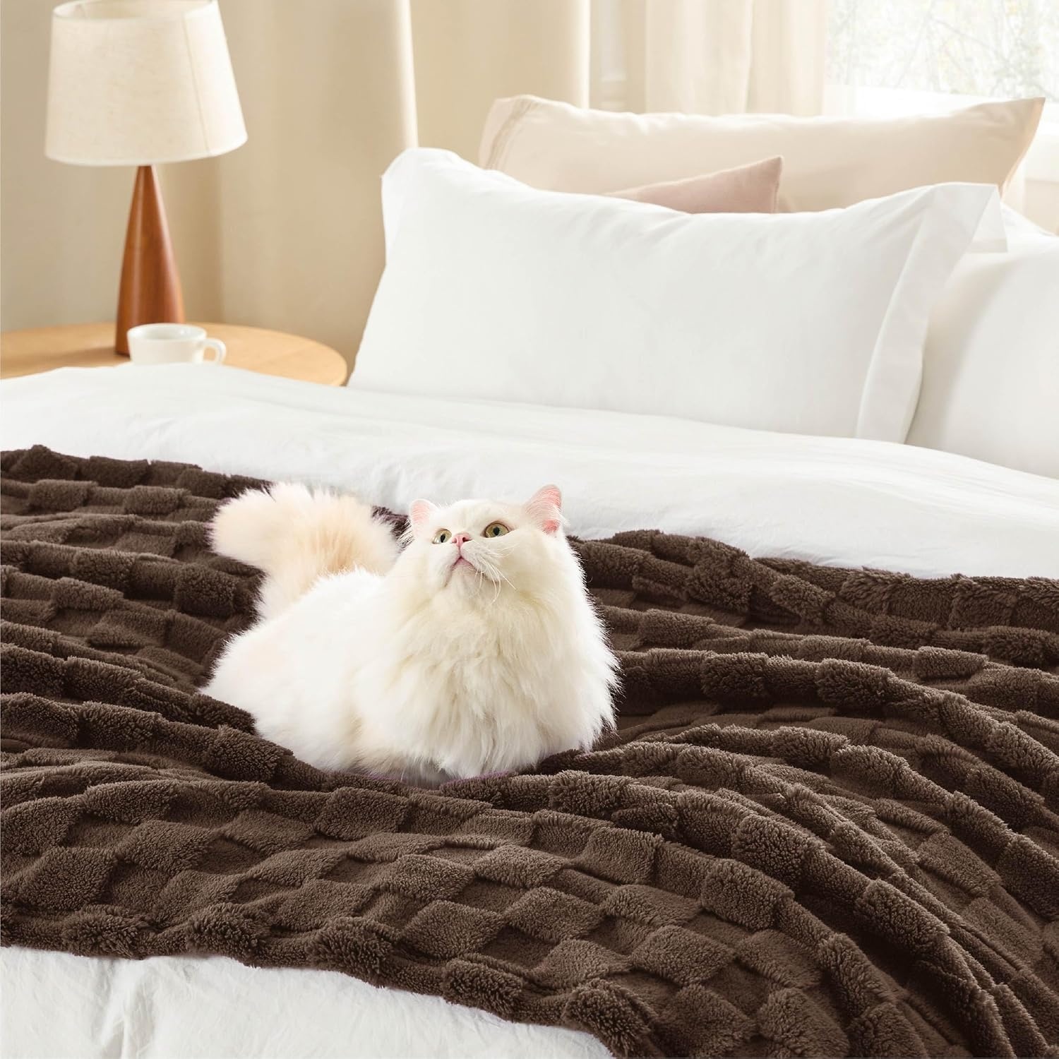 image:imageBedsure GentleSoft Sage Green Throw Blanket for Couch Checkered Cute Fleece Blankets Soft Cozy Summer Throw for Bedroom Home Decor Gifts for Mom Girls Green 50x60 InchesBrown
