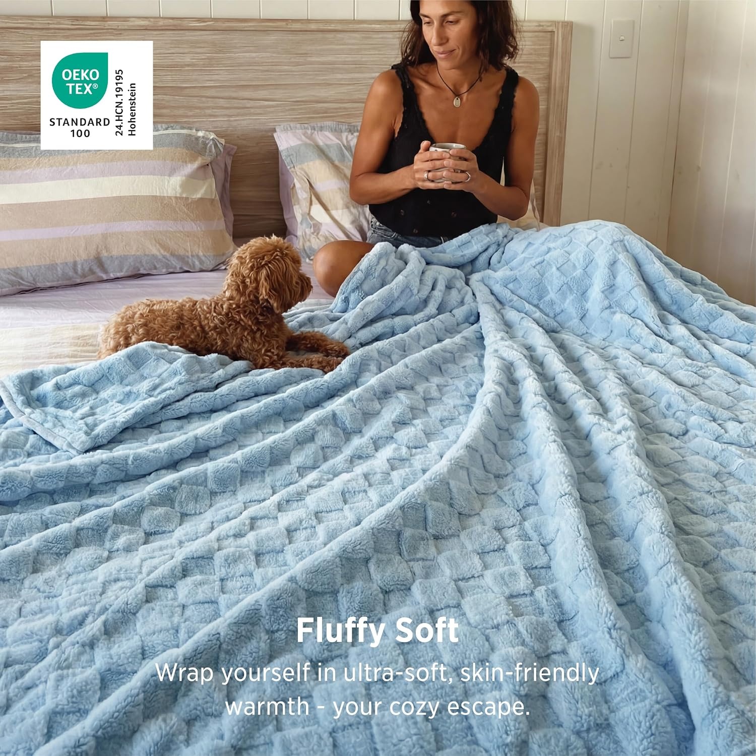 image:imageBedsure GentleSoft Sage Green Throw Blanket for Couch Checkered Cute Fleece Blankets Soft Cozy Summer Throw for Bedroom Home Decor Gifts for Mom Girls Green 50x60 InchesLight Blue