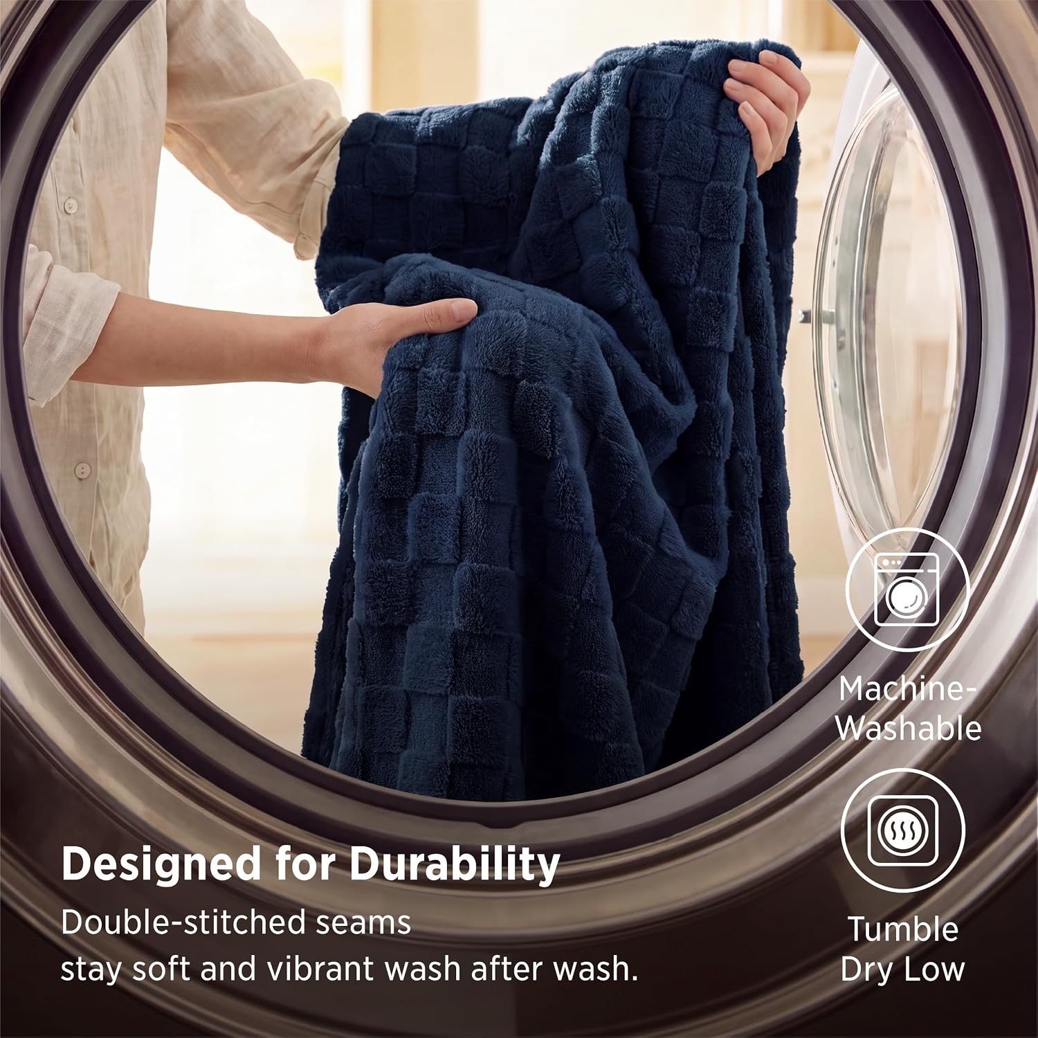 image:imageBedsure GentleSoft Sage Green Throw Blanket for Couch Checkered Cute Fleece Blankets Soft Cozy Summer Throw for Bedroom Home Decor Gifts for Mom Girls Green 50x60 Inches06 Navy