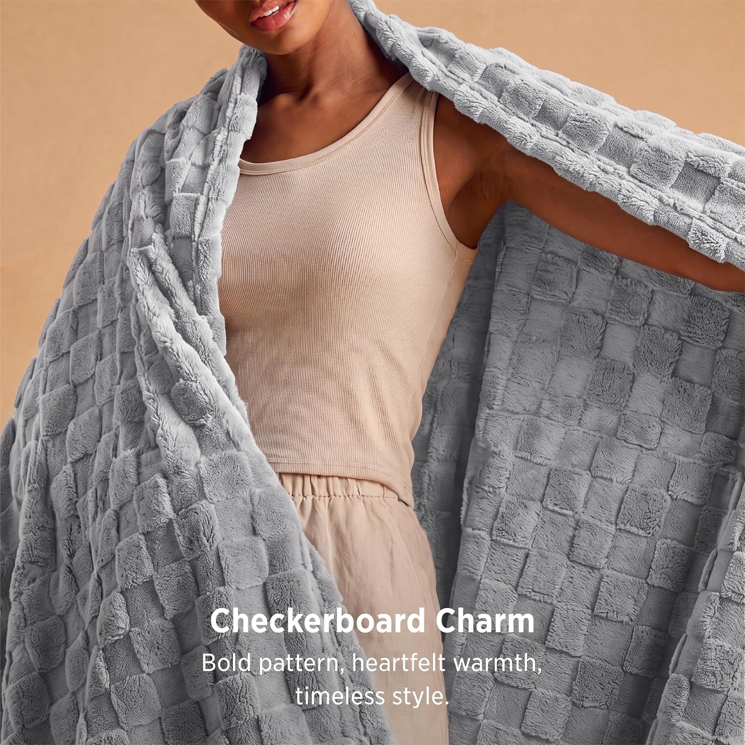 image:imageBedsure GentleSoft Sage Green Throw Blanket for Couch Checkered Cute Fleece Blankets Soft Cozy Summer Throw for Bedroom Home Decor Gifts for Mom Girls Green 50x60 InchesSilver Grey