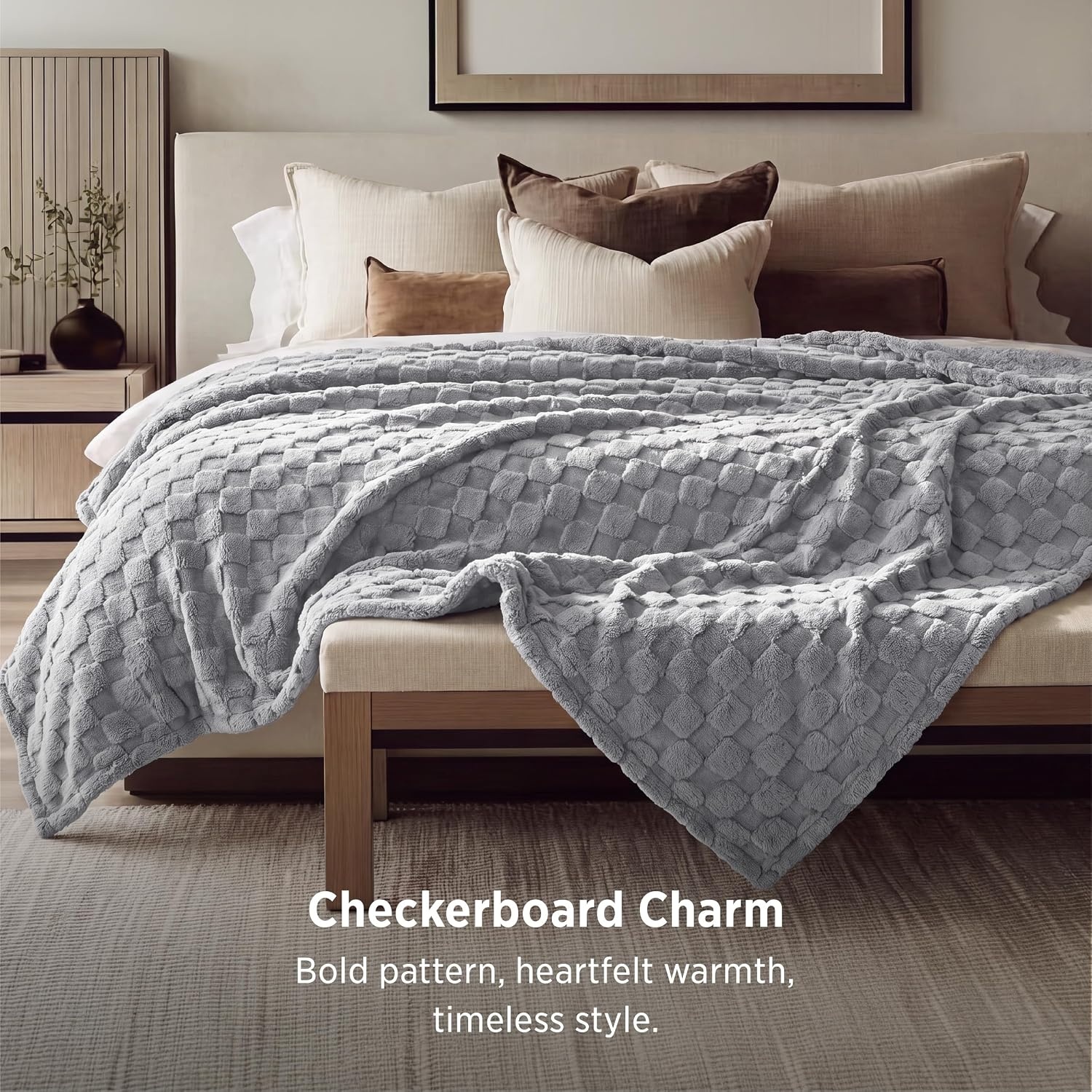 image:imageBedsure GentleSoft Sage Green Throw Blanket for Couch Checkered Cute Fleece Blankets Soft Cozy Summer Throw for Bedroom Home Decor Gifts for Mom Girls Green 50x60 InchesSilver Grey