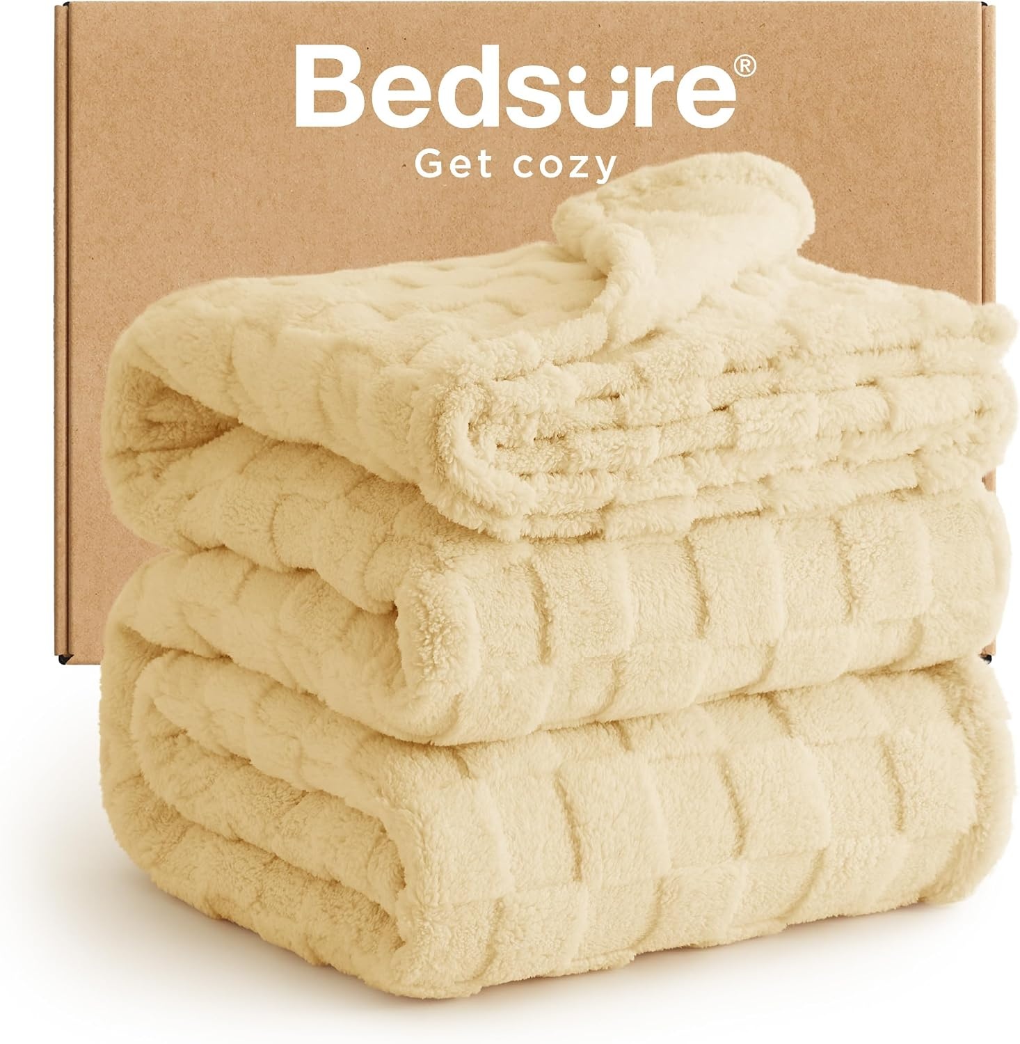 image:imageBedsure GentleSoft Sage Green Throw Blanket for Couch Checkered Cute Fleece Blankets Soft Cozy Summer Throw for Bedroom Home Decor Gifts for Mom Girls Green 50x60 InchesLight Yellow