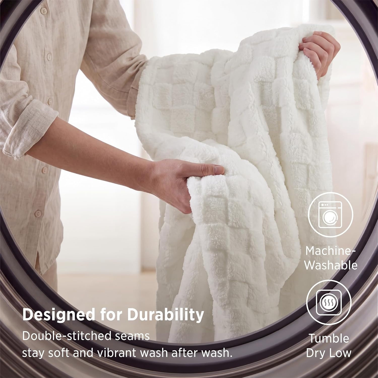 image:imageBedsure GentleSoft Sage Green Throw Blanket for Couch Checkered Cute Fleece Blankets Soft Cozy Summer Throw for Bedroom Home Decor Gifts for Mom Girls Green 50x60 InchesWhite