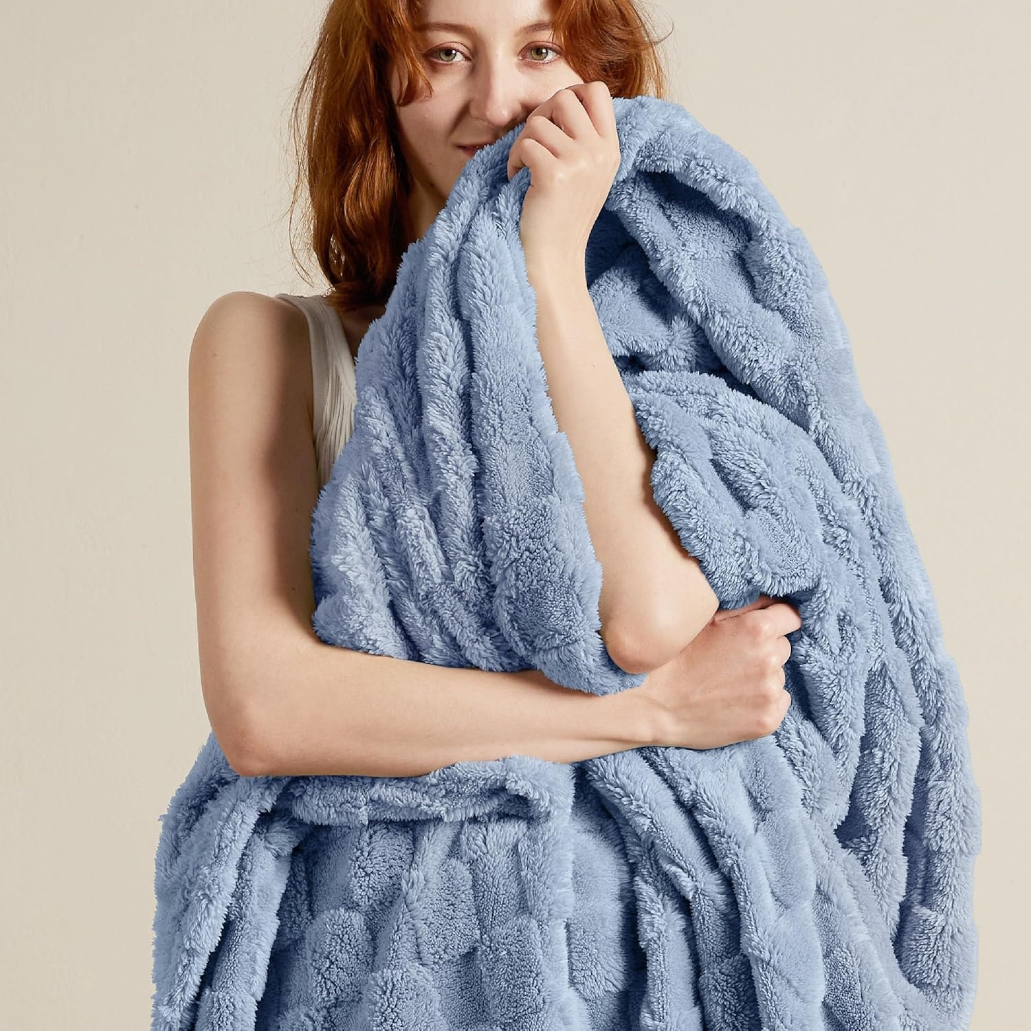 image:imageBedsure GentleSoft Sage Green Throw Blanket for Couch Checkered Cute Fleece Blankets Soft Cozy Summer Throw for Bedroom Home Decor Gifts for Mom Girls Green 50x60 Inches02 Ashley Blue