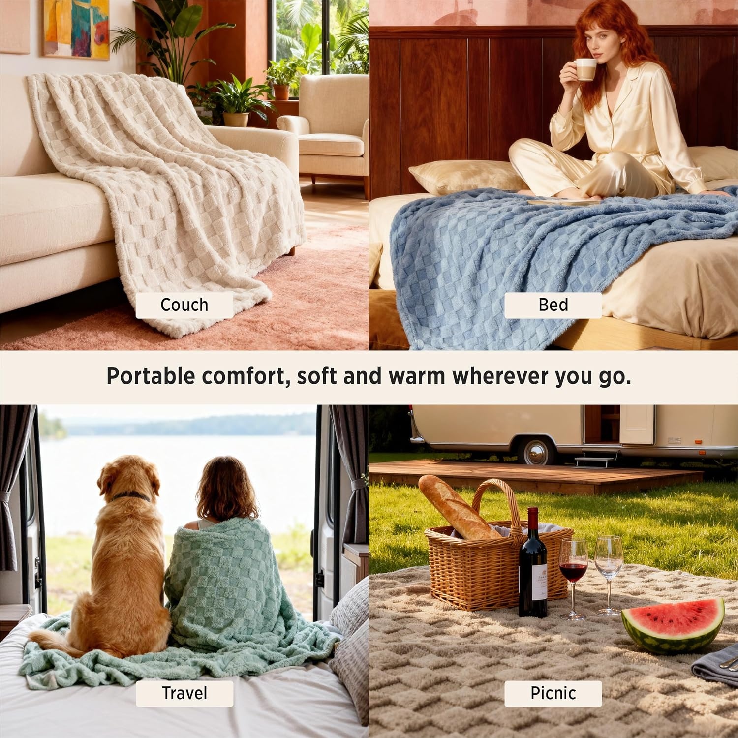 image:imageBedsure GentleSoft Sage Green Throw Blanket for Couch Checkered Cute Fleece Blankets Soft Cozy Summer Throw for Bedroom Home Decor Gifts for Mom Girls Green 50x60 InchesBlack