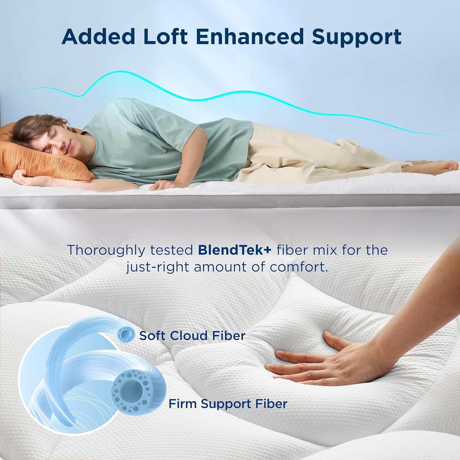 image:imageBedsure Pillow Top Mattress Topper QueenWaterproof Mattress Protector with 821 Inches Deep Pocket 800 GSM Extra Thick Mattress Topper Queen Size Bed Soft Cover Bed Topper for Home Hotel WhiteWhite