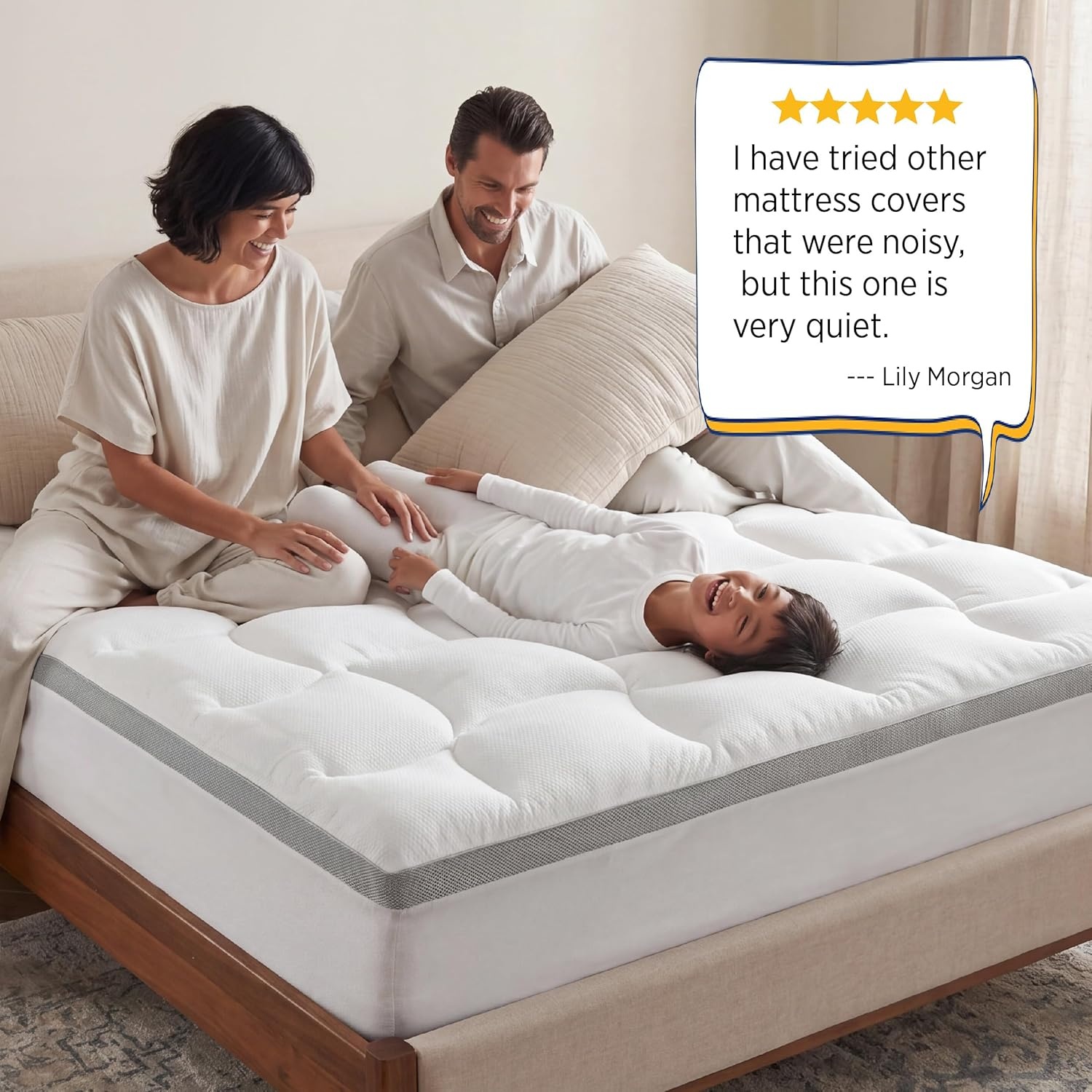 image:imageBedsure Pillow Top Mattress Topper QueenWaterproof Mattress Protector with 821 Inches Deep Pocket 800 GSM Extra Thick Mattress Topper Queen Size Bed Soft Cover Bed Topper for Home Hotel WhiteWhite