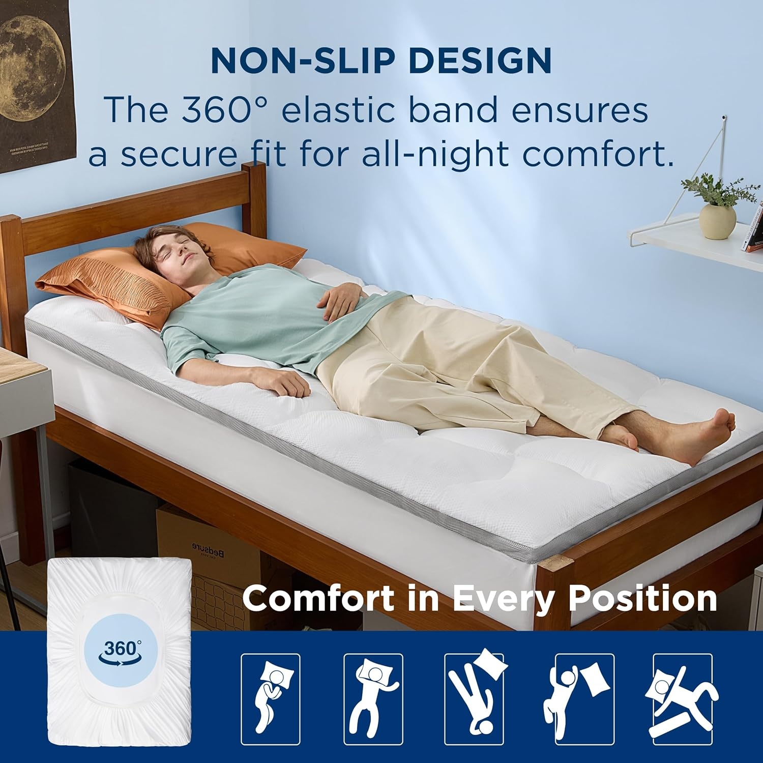 image:imageBedsure Pillow Top Mattress Topper QueenWaterproof Mattress Protector with 821 Inches Deep Pocket 800 GSM Extra Thick Mattress Topper Queen Size Bed Soft Cover Bed Topper for Home Hotel WhiteWhite