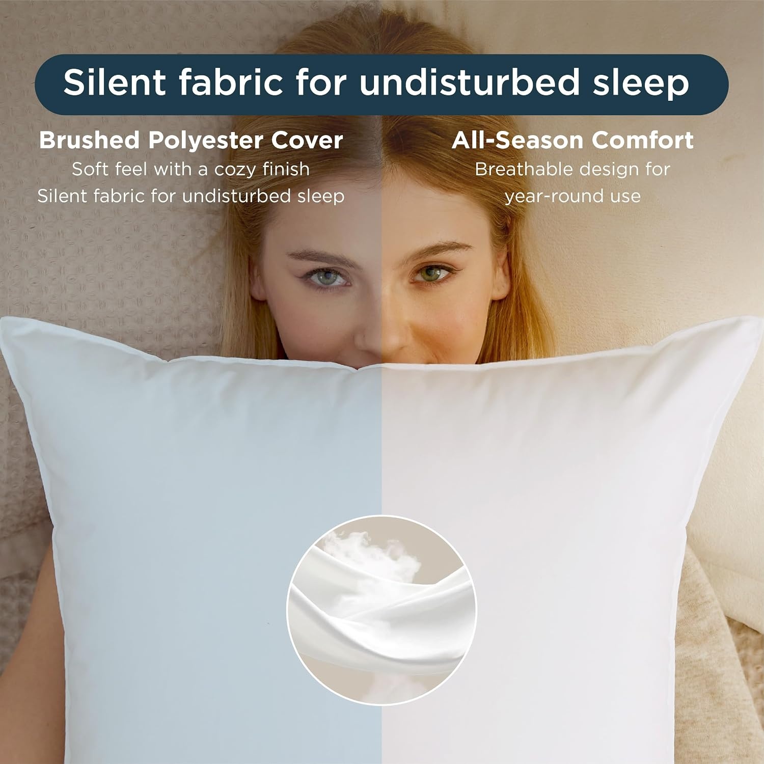 image:imageBedsure Pillows King Size Set of 4 Hotel Collection Bed Pillows for Sleeping with Down Alternative Filling Soft Support for Back Stomach or Side Sleepers King 48x19 White 4 PackSoft2PK