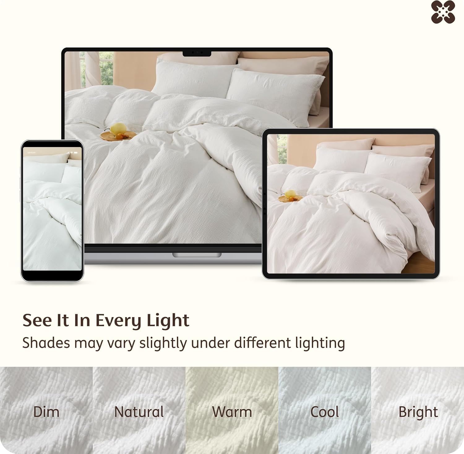 image:imageBedsure PureWoven 100 Cotton Muslin Duvet Cover Queen Gauze Bedding Set UltraSoft MoistureWicking Breathable SkinFriendly Lightweight AllSeason Softens After Wash Olive Green 90x9004 Muslin Natural White No Comforter