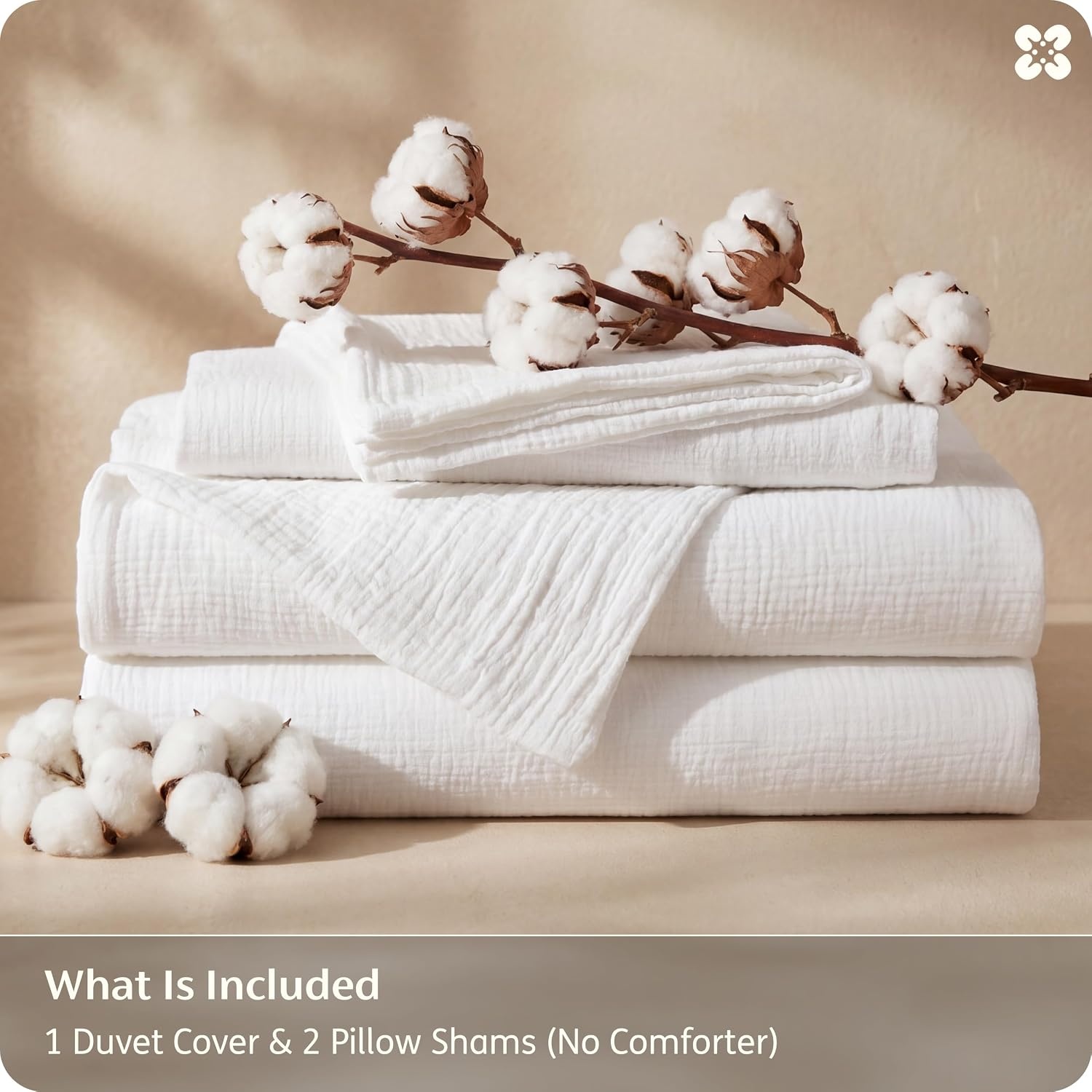 image:imageBedsure PureWoven 100 Cotton Muslin Duvet Cover Queen Gauze Bedding Set UltraSoft MoistureWicking Breathable SkinFriendly Lightweight AllSeason Softens After Wash Olive Green 90x9004 Muslin Natural White No Comforter