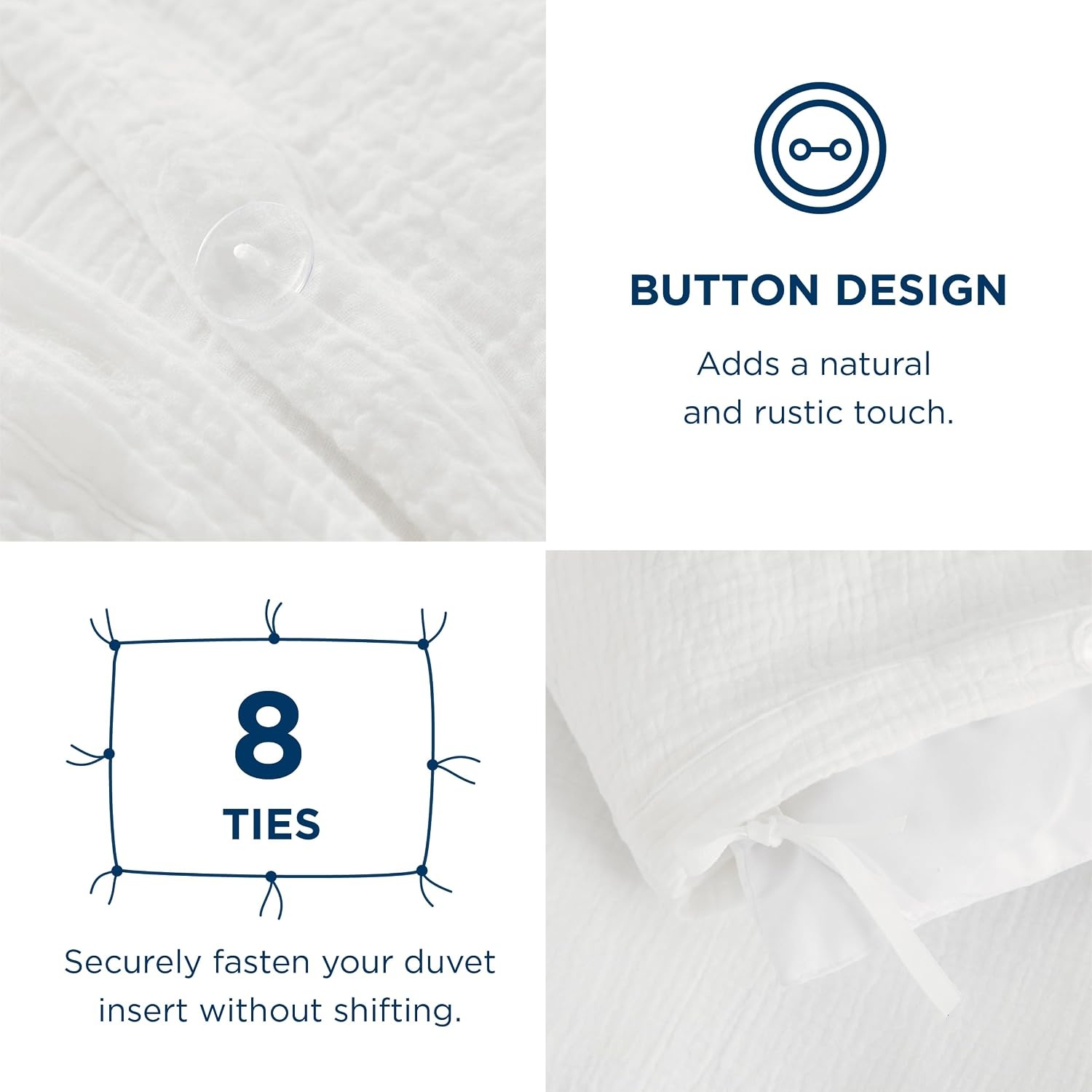 image:imageBedsure PureWoven 100 Cotton Muslin Duvet Cover Queen Gauze Bedding Set UltraSoft MoistureWicking Breathable SkinFriendly Lightweight AllSeason Softens After Wash Olive Green 90x9004 Muslin Natural White No Comforter