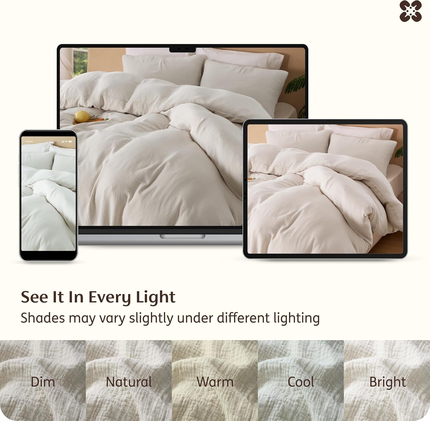 image:imageBedsure PureWoven 100 Cotton Muslin Duvet Cover Queen Gauze Bedding Set UltraSoft MoistureWicking Breathable SkinFriendly Lightweight AllSeason Softens After Wash Olive Green 90x9002 Muslin Linen No Comforter