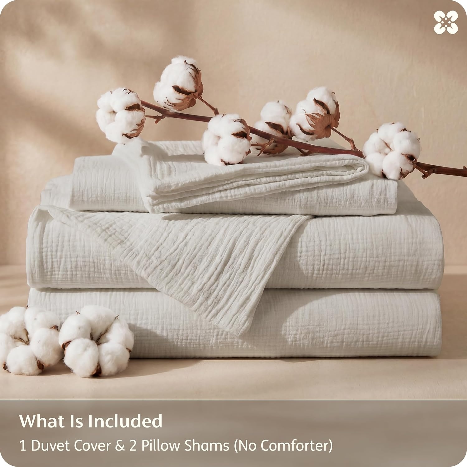 image:imageBedsure PureWoven 100 Cotton Muslin Duvet Cover Queen Gauze Bedding Set UltraSoft MoistureWicking Breathable SkinFriendly Lightweight AllSeason Softens After Wash Olive Green 90x9002 Muslin Linen No Comforter