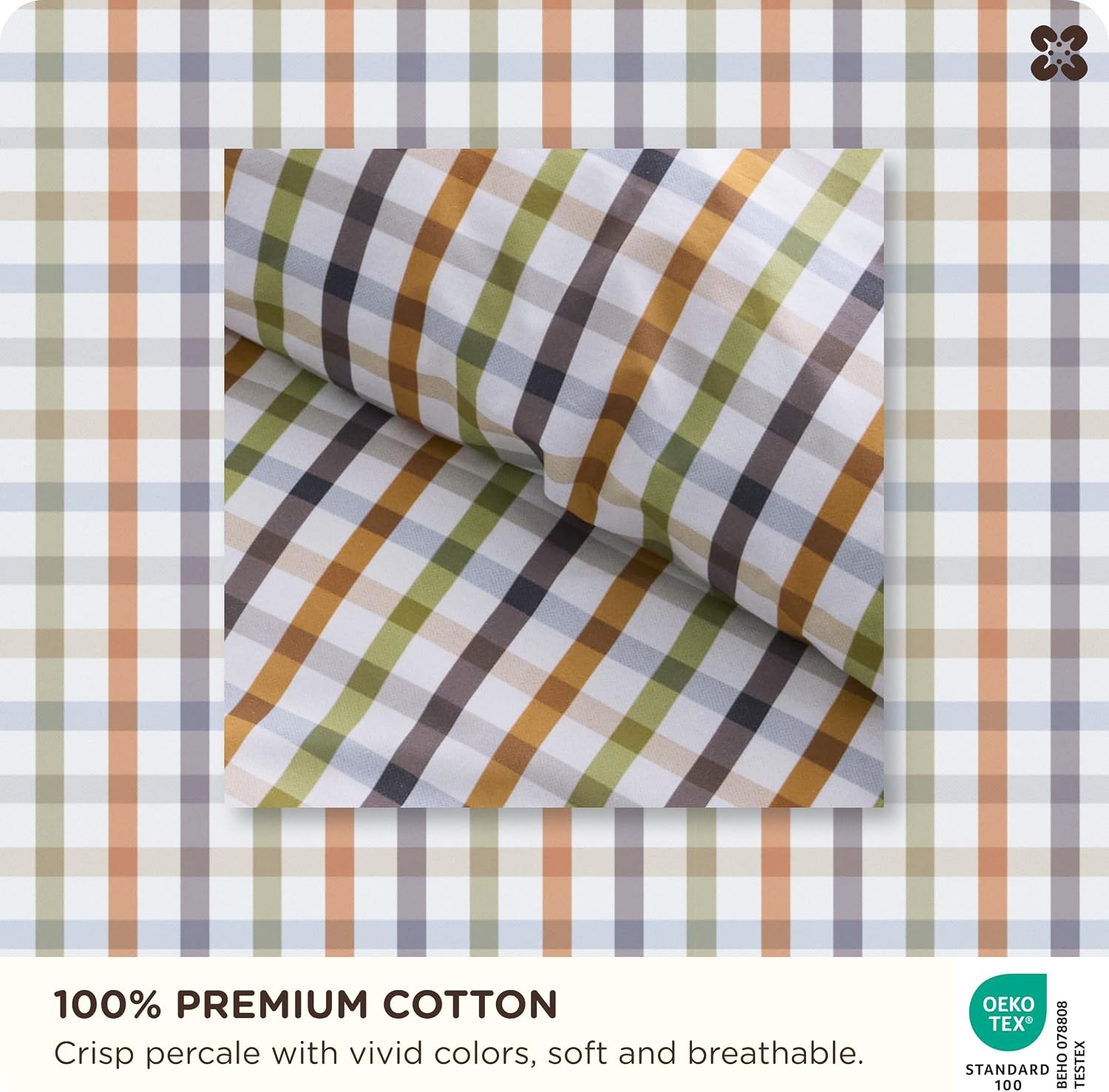 image:imageBedsure PureWoven 100 Cotton Striped Duvet Cover Set Queen TanWhite Washed Cotton LinenLike Texture Breathable Zipper Closure Machine Washable 3 Pieces with 2 Pillow Shams 90 X 9015 Warm Gingham No Comforter