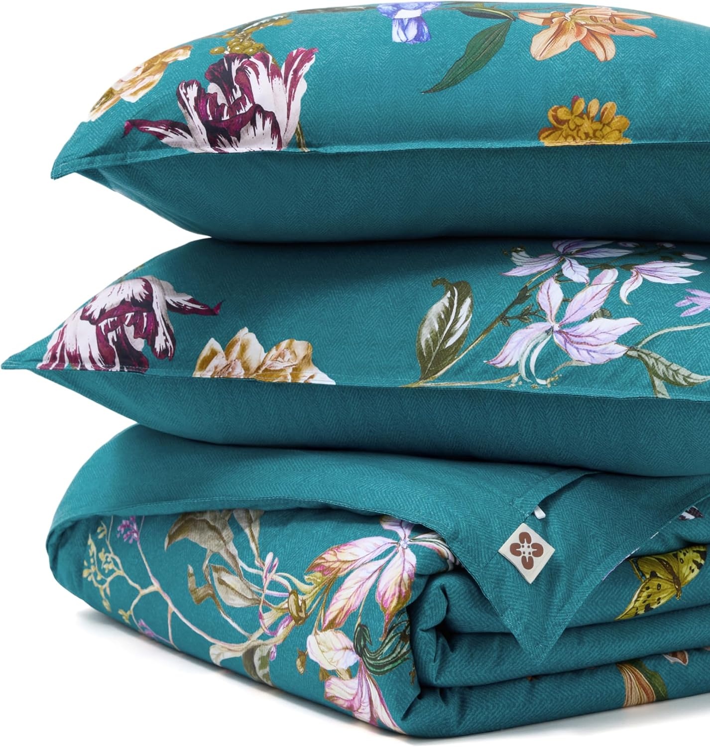 image:imageBedsure PureWoven 100 Cotton Striped Duvet Cover Set Queen TanWhite Washed Cotton LinenLike Texture Breathable Zipper Closure Machine Washable 3 Pieces with 2 Pillow Shams 90 X 9017 Floral Bird No Comforter