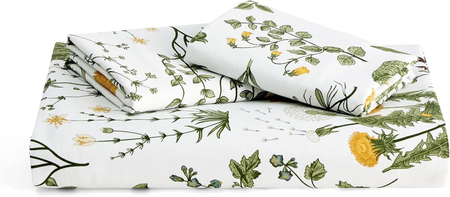 image:imageBedsure PureWoven 100 Cotton Striped Duvet Cover Set Queen TanWhite Washed Cotton LinenLike Texture Breathable Zipper Closure Machine Washable 3 Pieces with 2 Pillow Shams 90 X 9000 Green No Comforter
