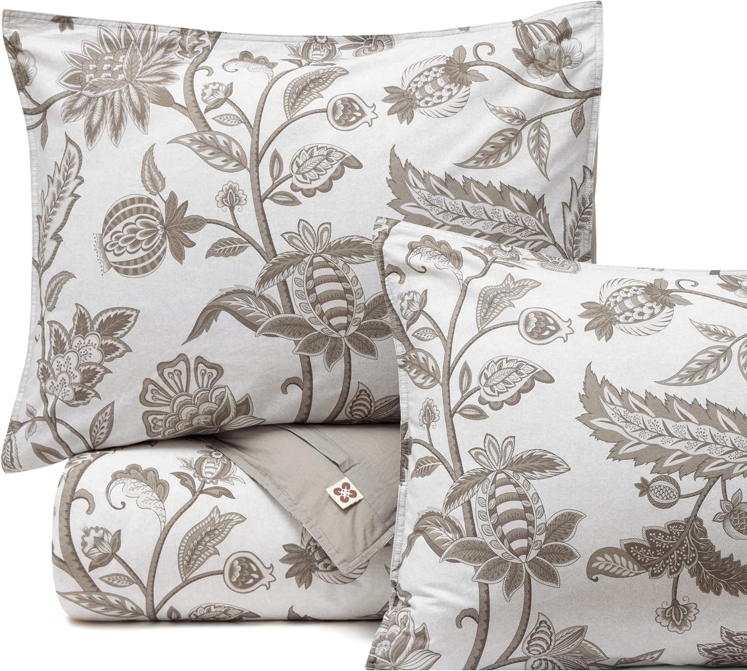 image:imageBedsure PureWoven 100 Cotton Striped Duvet Cover Set Queen TanWhite Washed Cotton LinenLike Texture Breathable Zipper Closure Machine Washable 3 Pieces with 2 Pillow Shams 90 X 9002 Linen Vines No Comforter