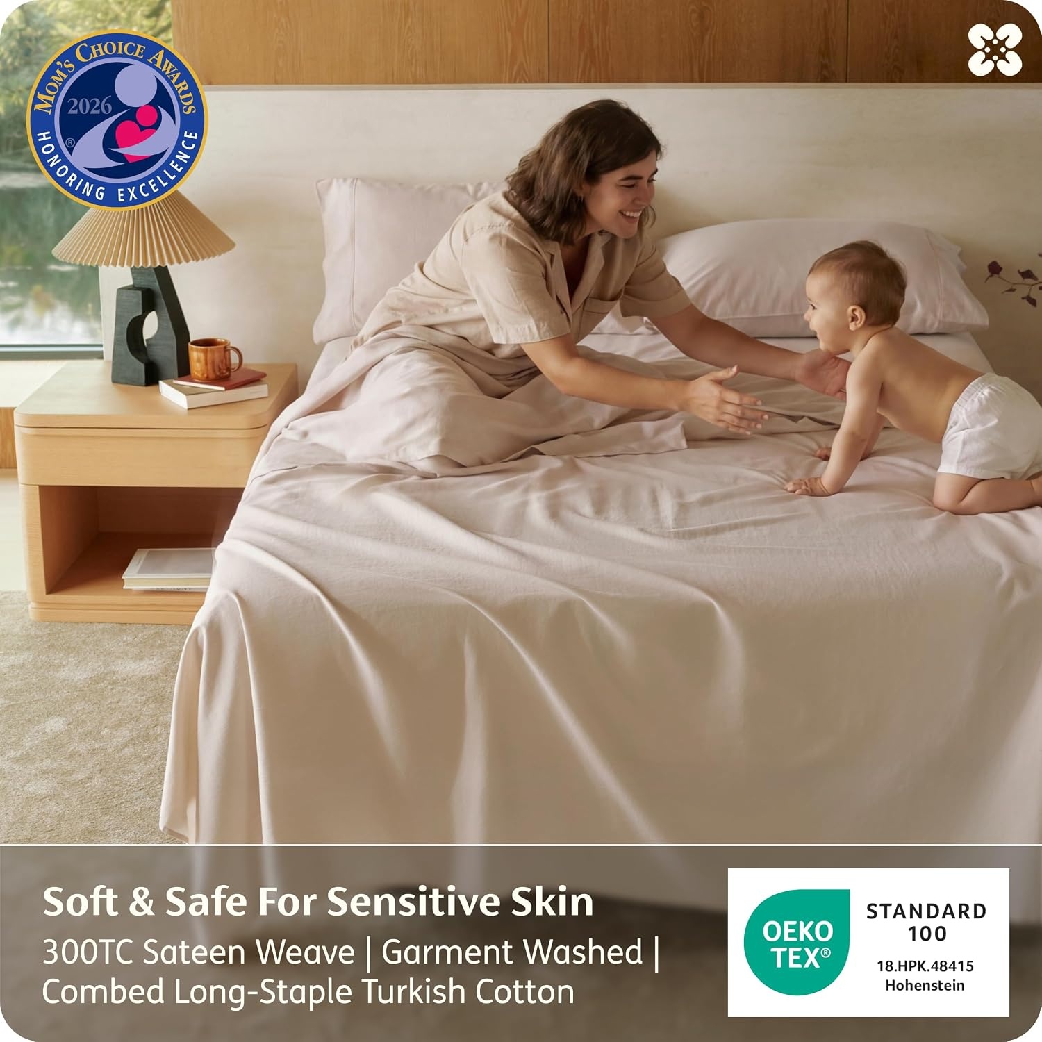 image:imageBedsure PureWoven 100 GOTS Certified Organic Cotton Sheets Queen Size EcoFriendly 17 Deep Pocket with Corner Straps Luxury Hotel Soft Breathable amp Durable Sateen Bed Sheets OEKOTex Linen03 Linen