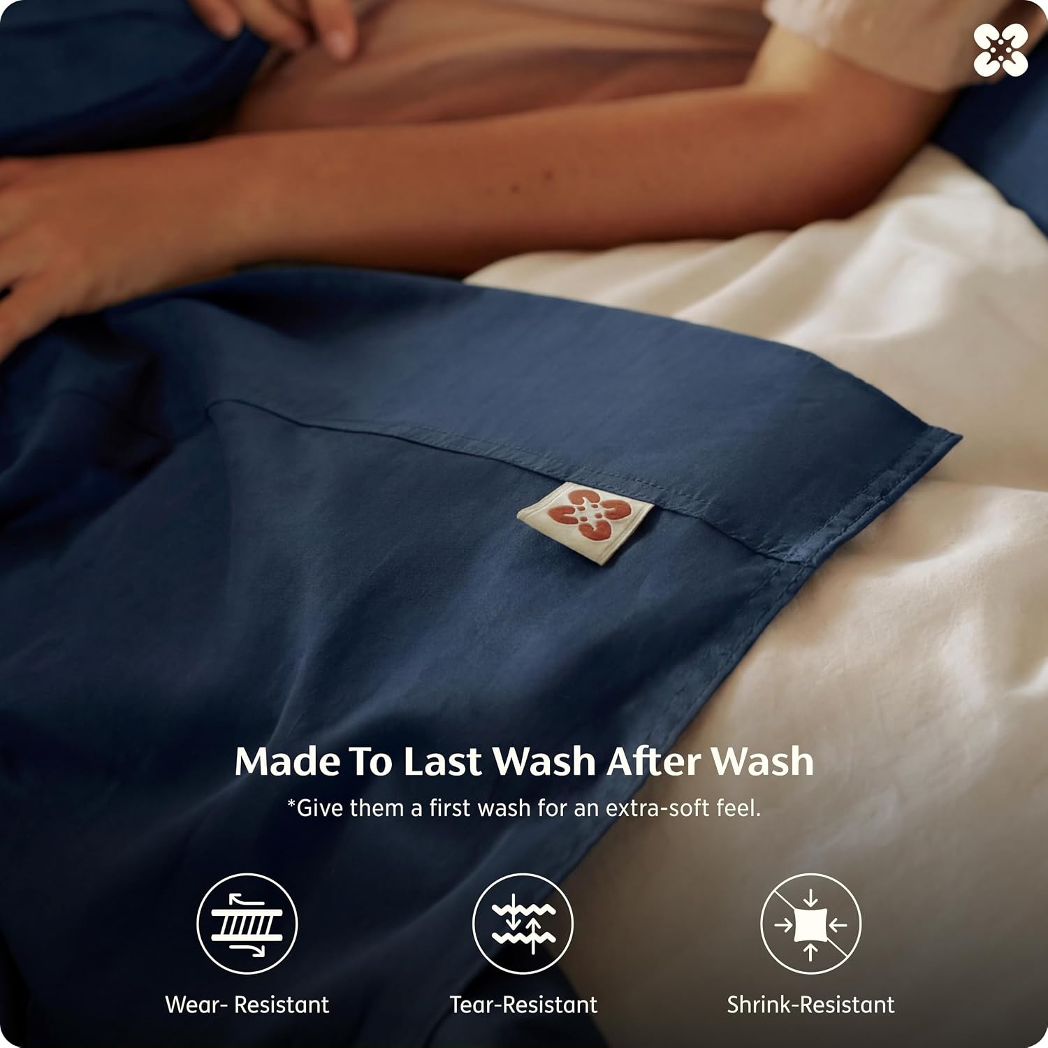 image:imageBedsure PureWoven 100 GOTS Certified Organic Cotton Sheets Queen Size EcoFriendly 17 Deep Pocket with Corner Straps Luxury Hotel Soft Breathable amp Durable Sateen Bed Sheets OEKOTex Linen06 Navy