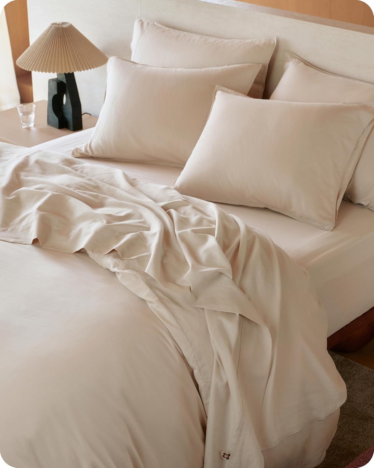 image:imageBedsure PureWoven 100 GOTS Certified Organic Cotton Sheets Queen Size EcoFriendly 17 Deep Pocket with Corner Straps Luxury Hotel Soft Breathable amp Durable Sateen Bed Sheets OEKOTex Linen03 Linen
