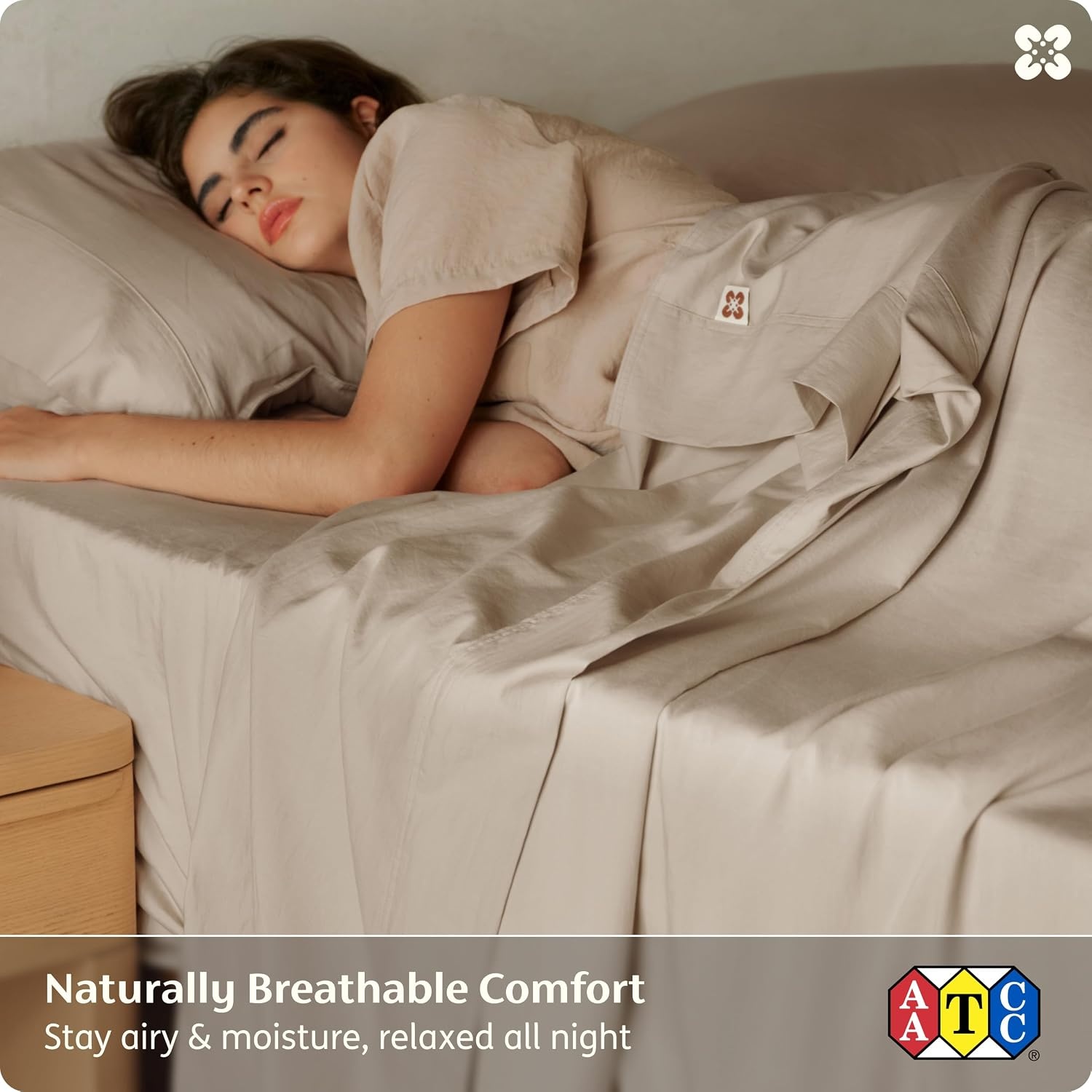 image:imageBedsure PureWoven 100 GOTS Certified Organic Cotton Sheets Queen Size EcoFriendly 17 Deep Pocket with Corner Straps Luxury Hotel Soft Breathable amp Durable Sateen Bed Sheets OEKOTex Linen04 Light Brown