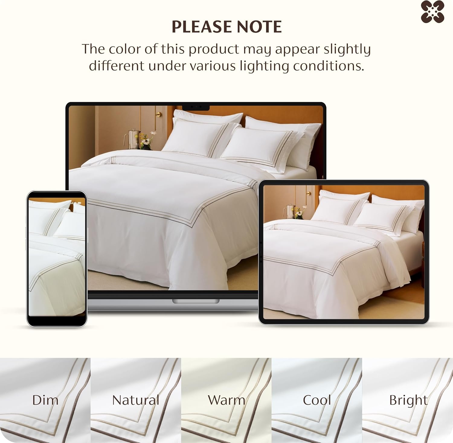 image:imageBedsure PureWoven 100 Giza Egyptian Cotton Duvet Cover King 104x90 CEA amp BV Certified Luxury Hotel Sateen Soft amp Breathable Bedding for AllSeason 8 Interior Ties 3 Pieces Navy Blue04 Gradient Brown